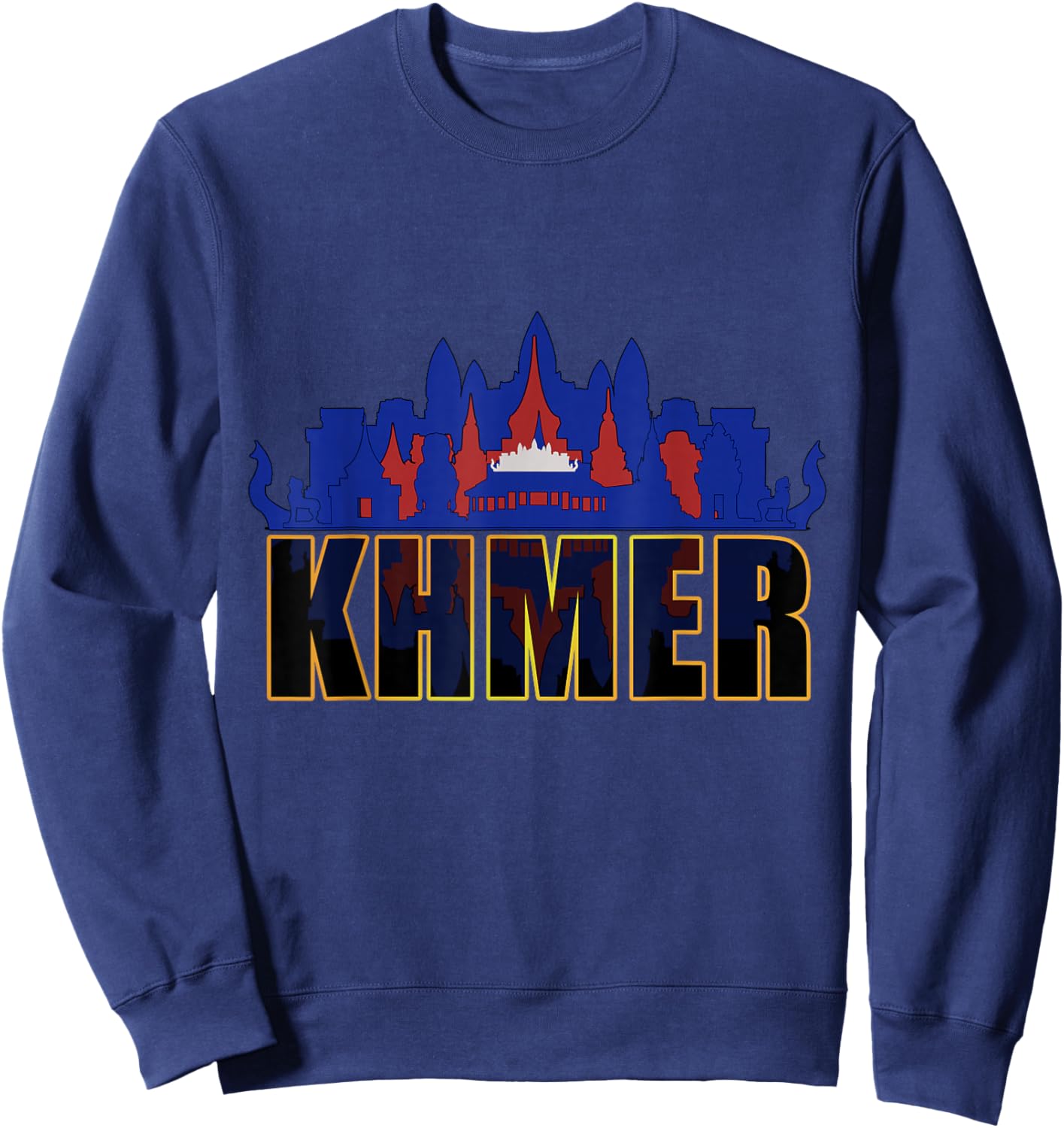 Cambodia Cambodian Khmer Proud Old History Temple Pagoda Sweatshirt - Sweatshirt | Navy