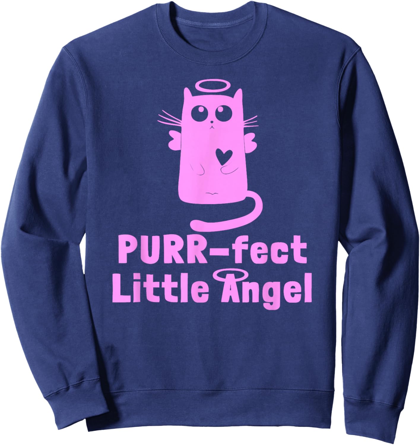 Kitty Angel Kitten Cat Purr-fect Little Angel Perfect Halo Sweatshirt - Sweatshirt | Navy