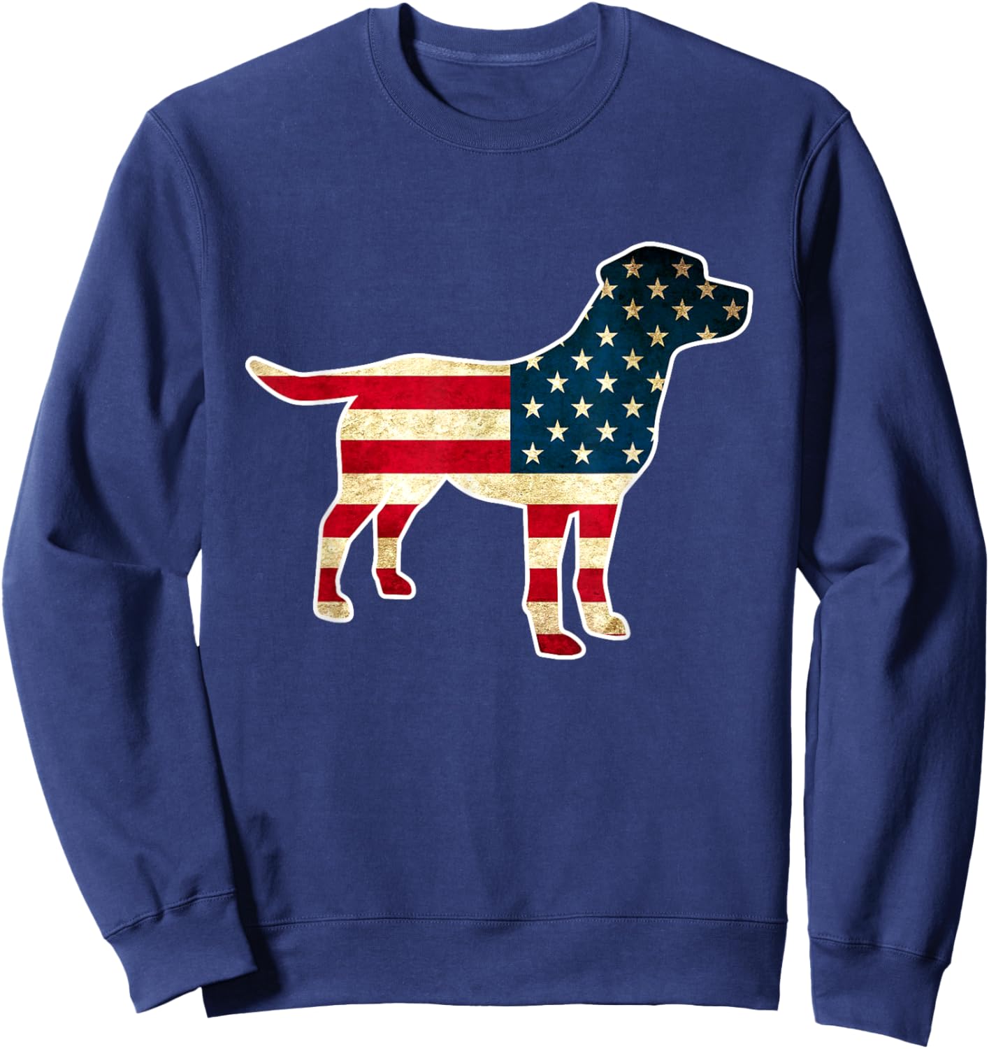 Patriotic 4th of July Labrador Dog American Flag Sweatshirt - Sweatshirt | Navy