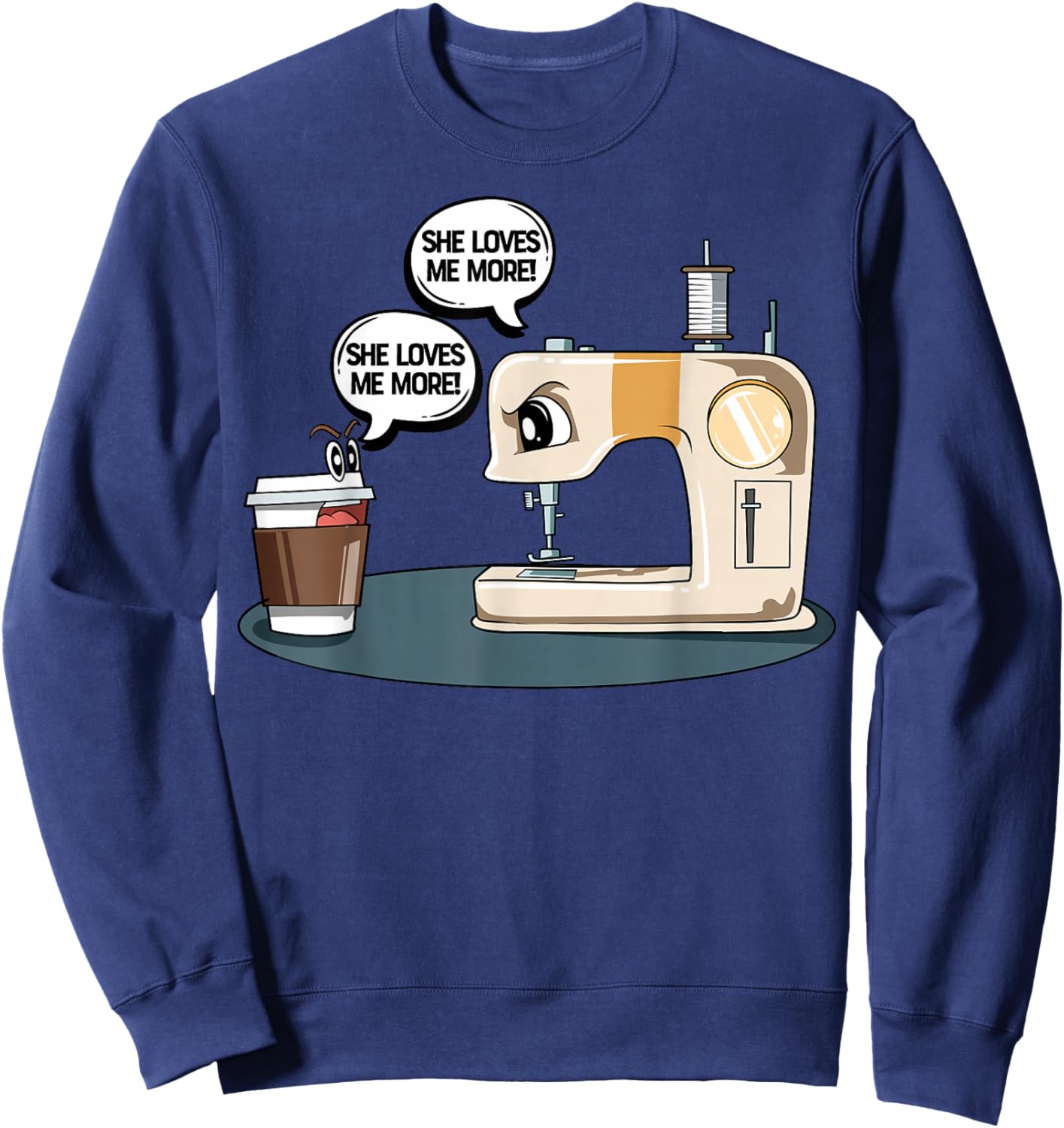 Sewing Coffee Quilting Seamstress Sewing Machine Coffee Sweatshirt - Sweatshirt | Navy