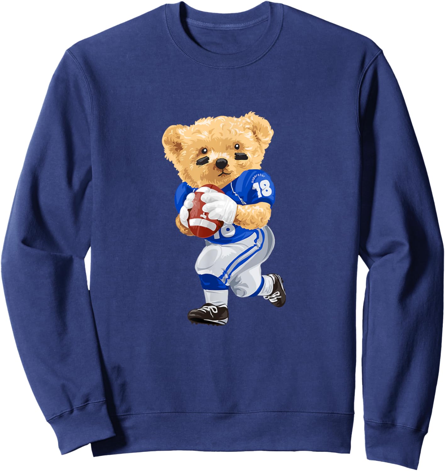 Cool Teddy Bear Playing Rugby Illustration Graphic Designs Sweatshirt - Sweatshirt | Navy