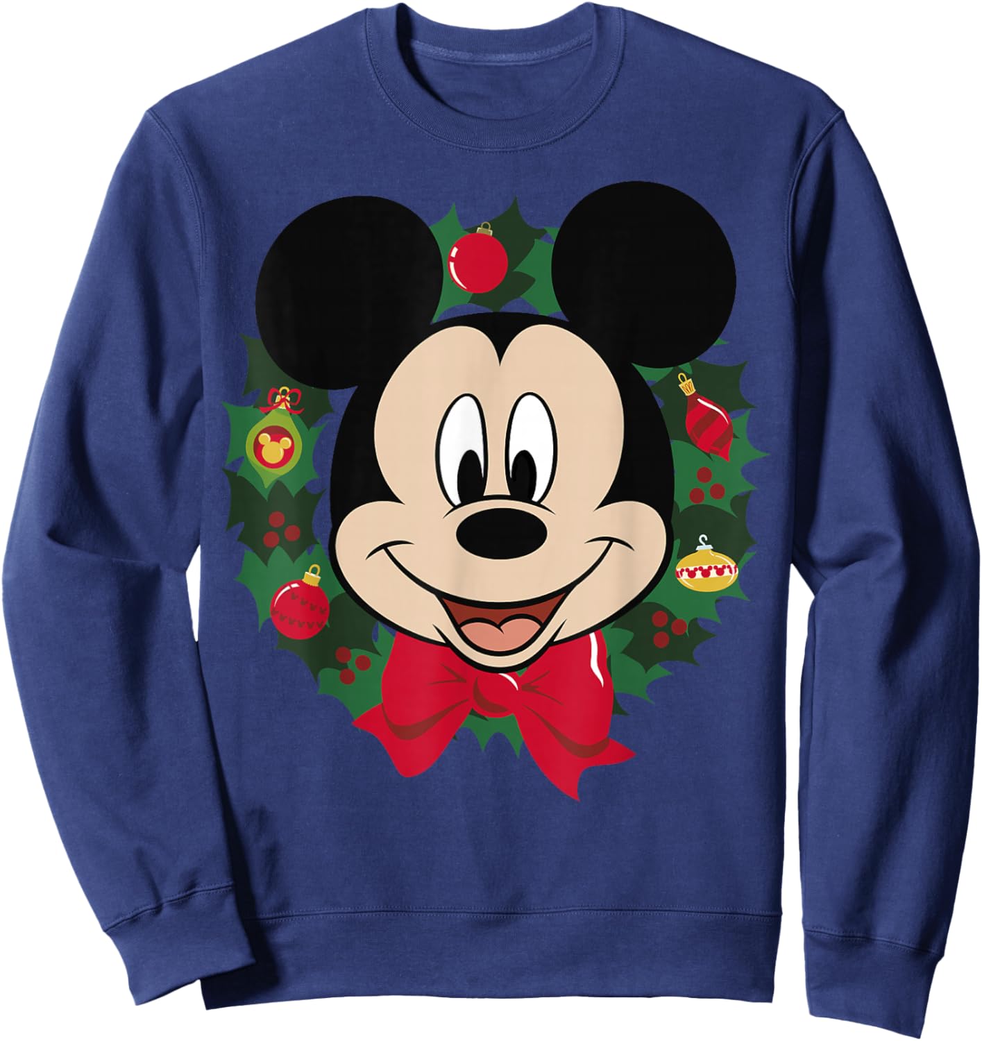 Disney Mickey Mouse Christmas Wreath Portrait Sweatshirt - Sweatshirt | Navy