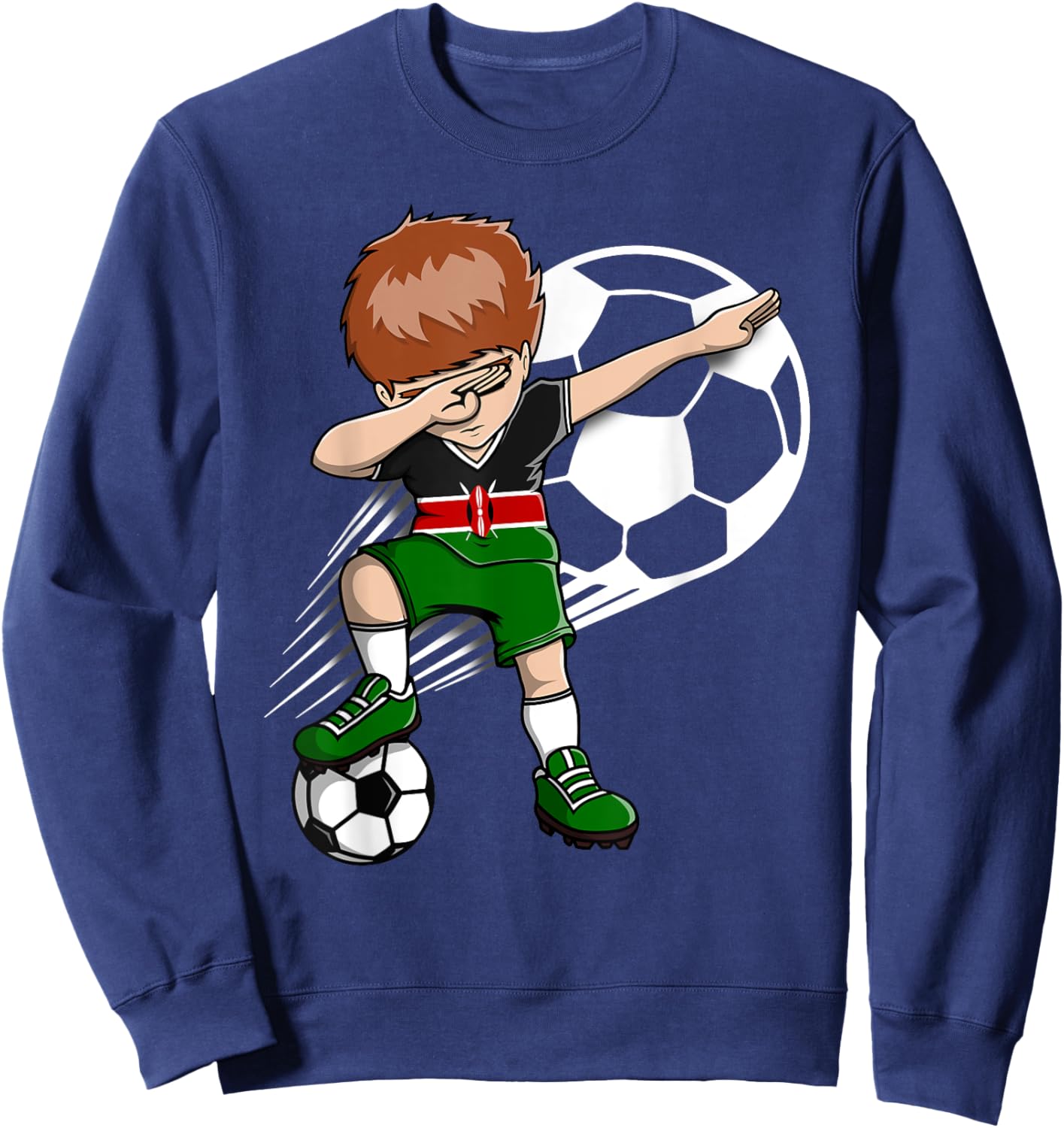 Dabbing Soccer Boy - Kenya Jersey Kenyan Football Fans Sport Sweatshirt - Sweatshirt | Navy