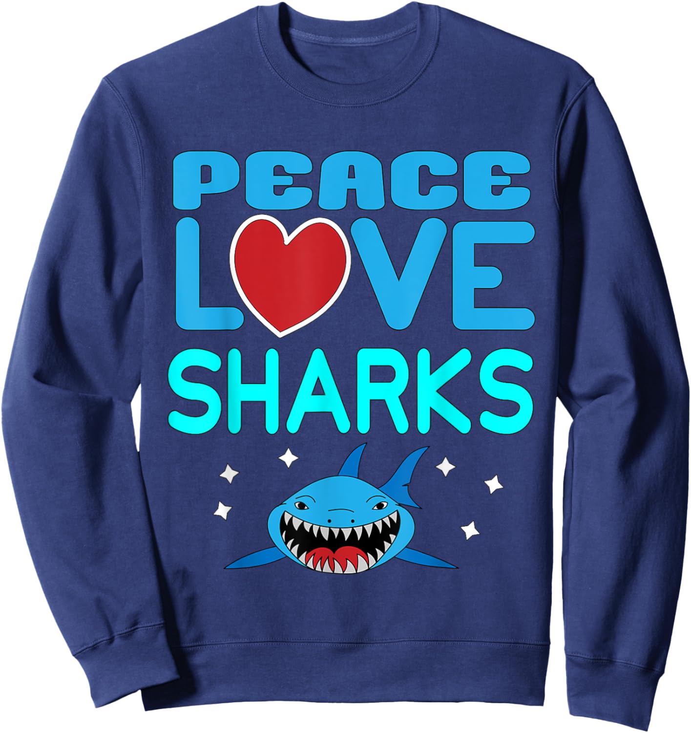 Peace Love Sharks Sea Creatures Dangerous Hammerhead Shark Sweatshirt - Sweatshirt | Navy
