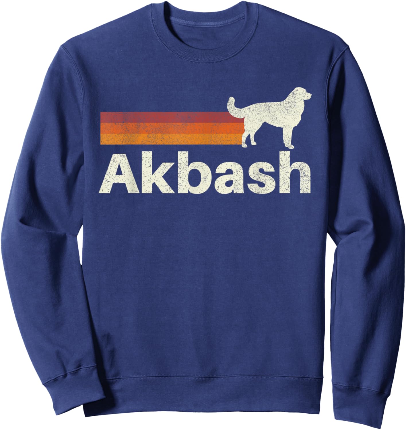 Vintage Akbash Retro Mom Dad Dog Sweatshirt - Sweatshirt | Navy