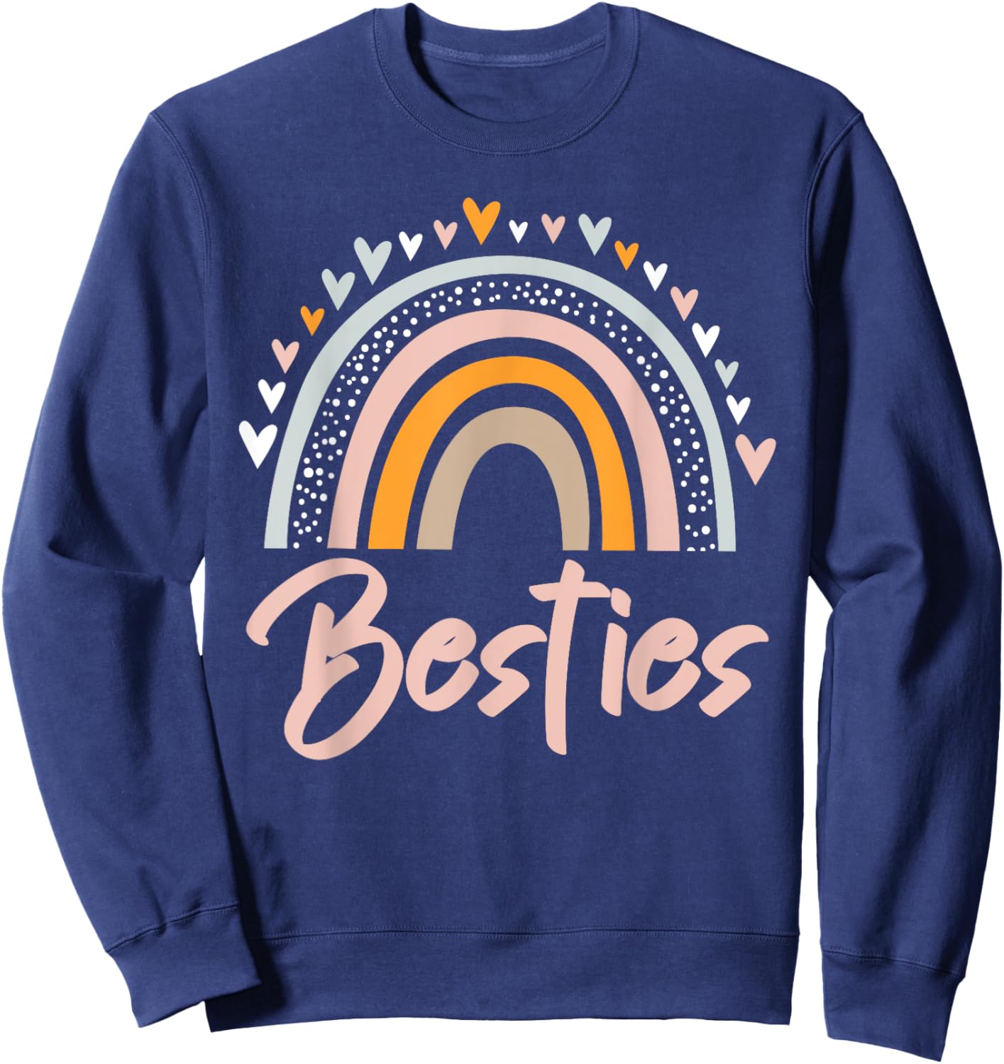 Besties BFF Heart Best Friends Bestie Sweatshirt - Sweatshirt | Navy
