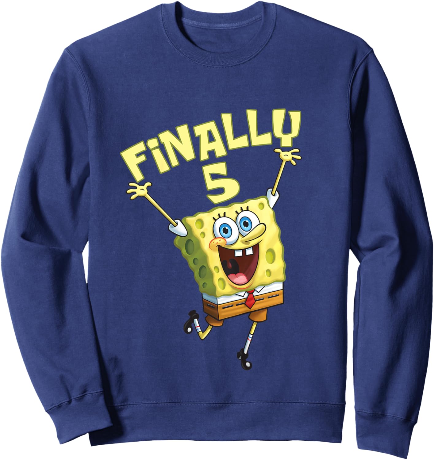 Mademark x SpongeBob SquarePants - Kids Original SpongeBob Square Pants - 5th Birthday. Finally 5. Sweatshirt - Sweatshirt | Navy