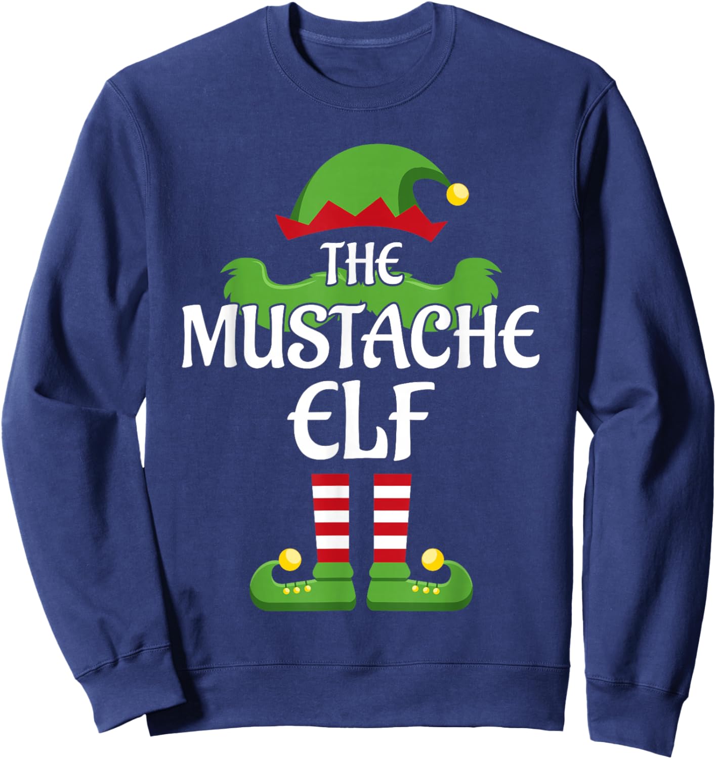 Mustache Elf Family Matching Group Christmas Sweatshirt - Sweatshirt | Navy