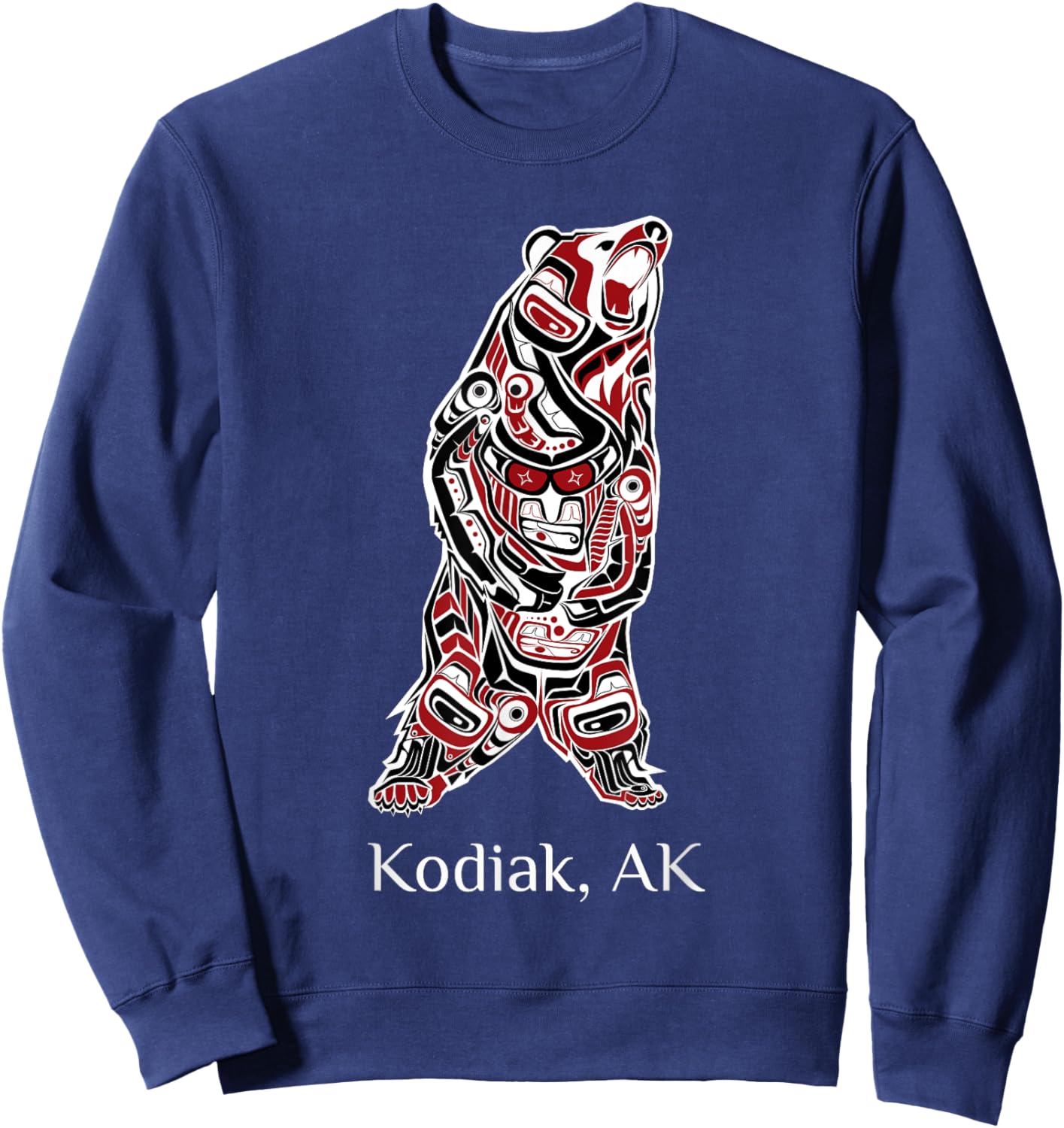 Kodiak Alaska Native American Indian Brown Grizzly Bear Gift Sweatshirt - Sweatshirt | Navy