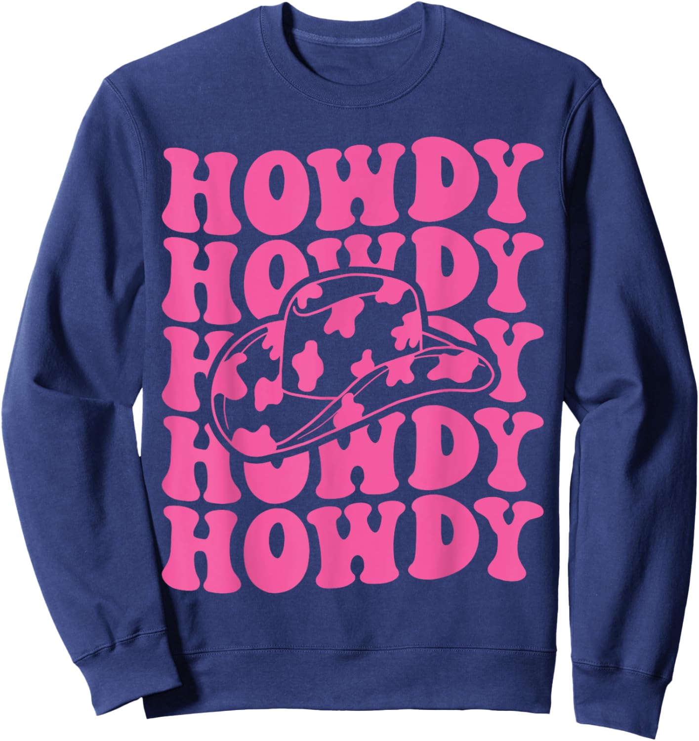 Rodeo White Howdy Western Retro Cowboy Hat Southern Cowgirl Sweatshirt - Sweatshirt | Navy