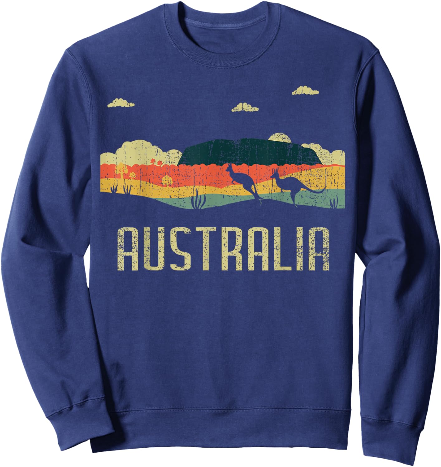 Vintage Jump Kangaroo Australia Day Australian Sweatshirt - Sweatshirt | Navy
