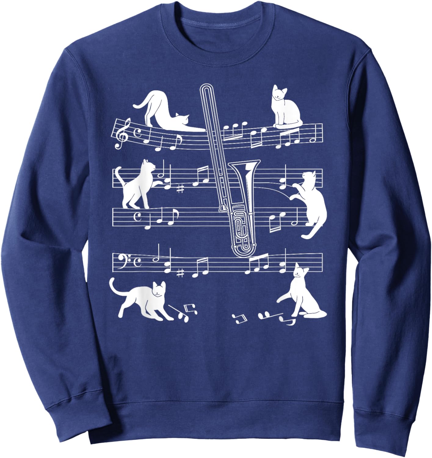 Trombonist Cats for Cat loving Trombone player Sweatshirt - Sweatshirt | Navy