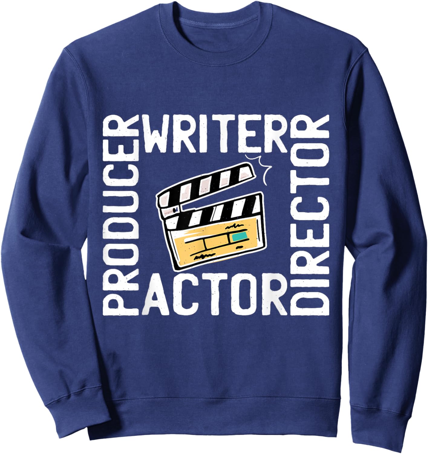 Funny Film Editor Designs For Film Making Lover -Adults Black Short Sleeve Classic Fit Retro Movie-Themed Sweatshirt - Sweatshirt | Navy