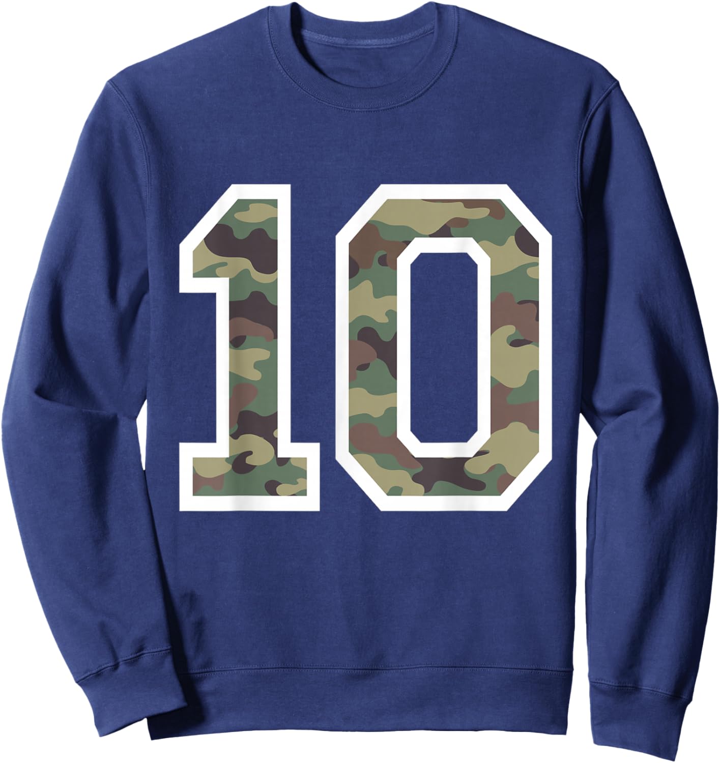 #10 Jersey Uniform Varsity Sports Camo Number, 10th Birthday Sweatshirt - Sweatshirt | Navy