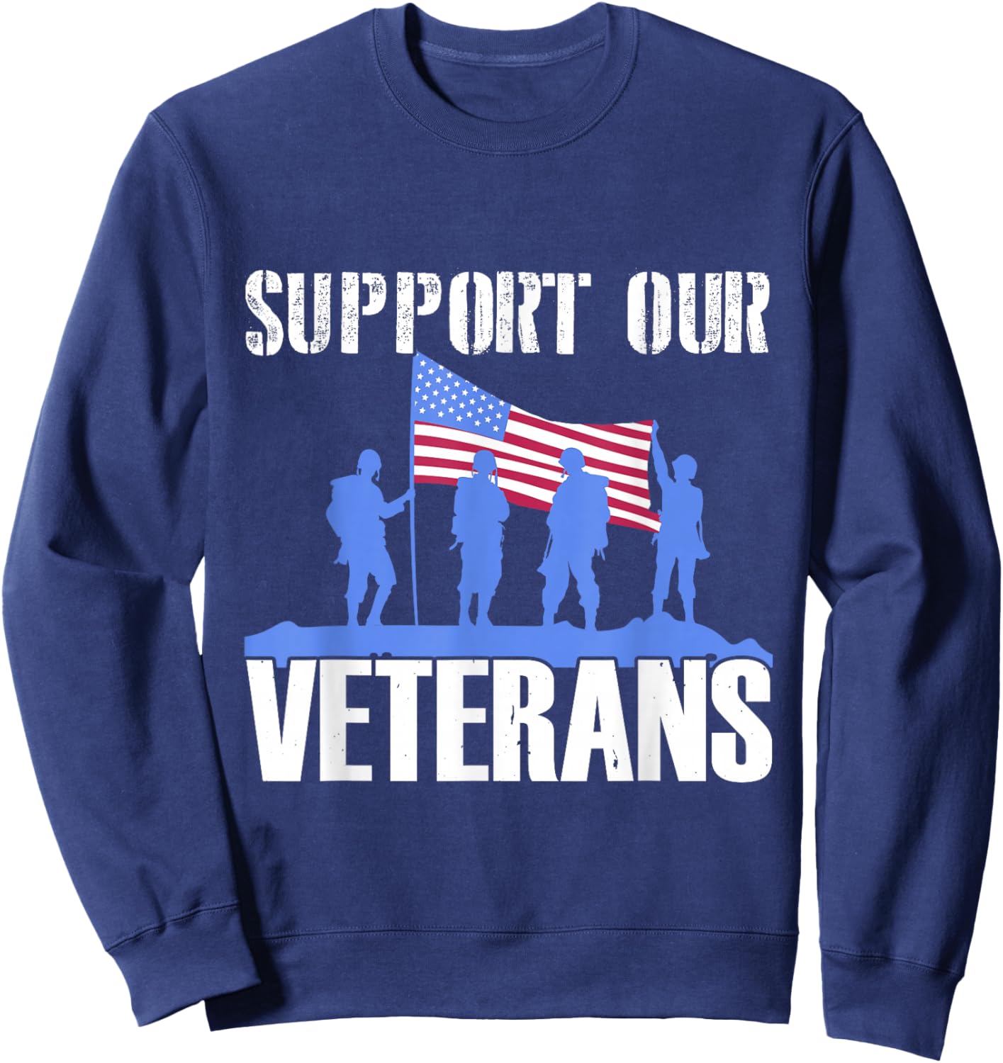 American Flag Support our Veterans Sweatshirt - Sweatshirt | Navy