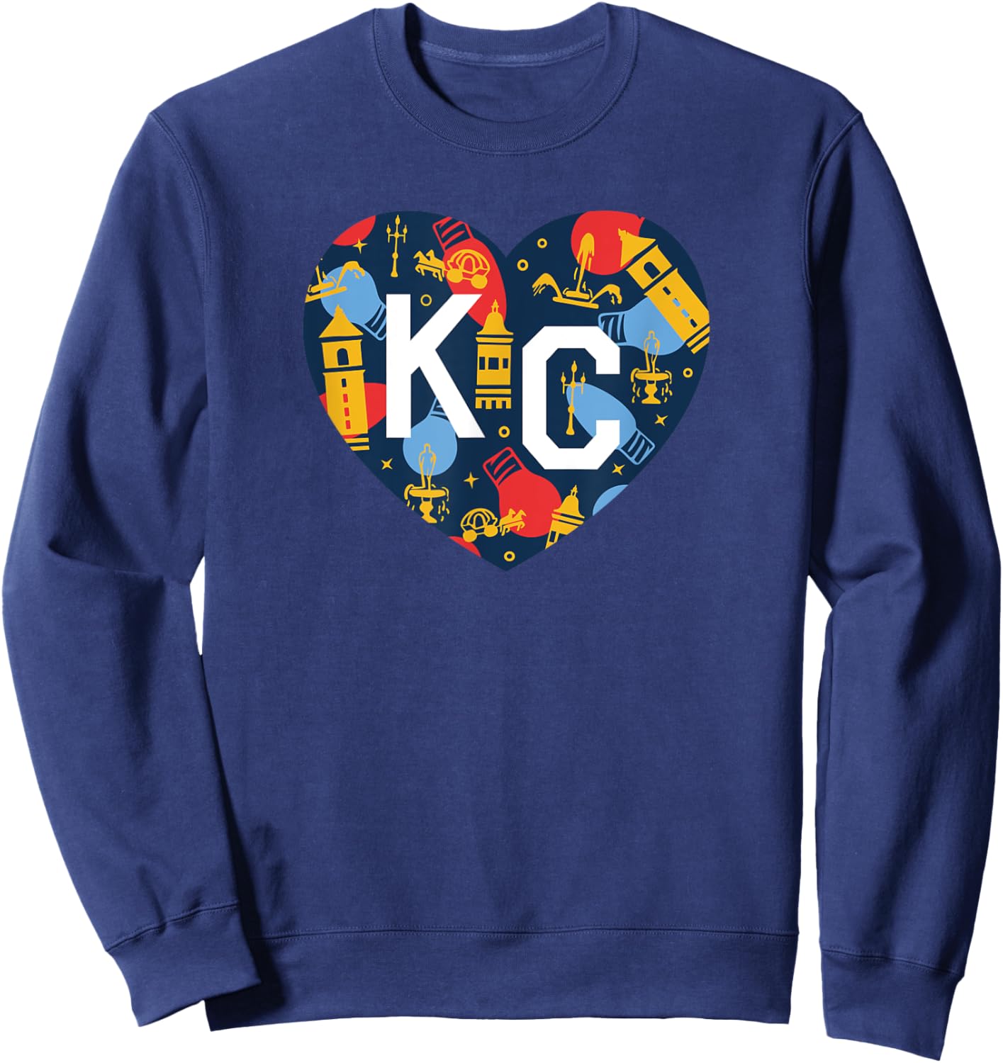 Kansas City KC Plaza Lights Holiday Festive Christmas Heart Sweatshirt - Sweatshirt | Navy