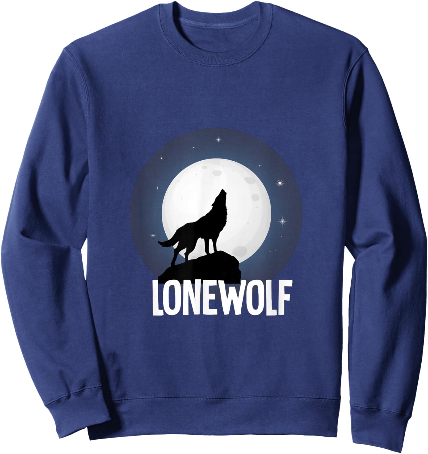 Lone Wolf Howling at The Moon Animal Wildlife Wild Howl Sweatshirt - Sweatshirt | Navy