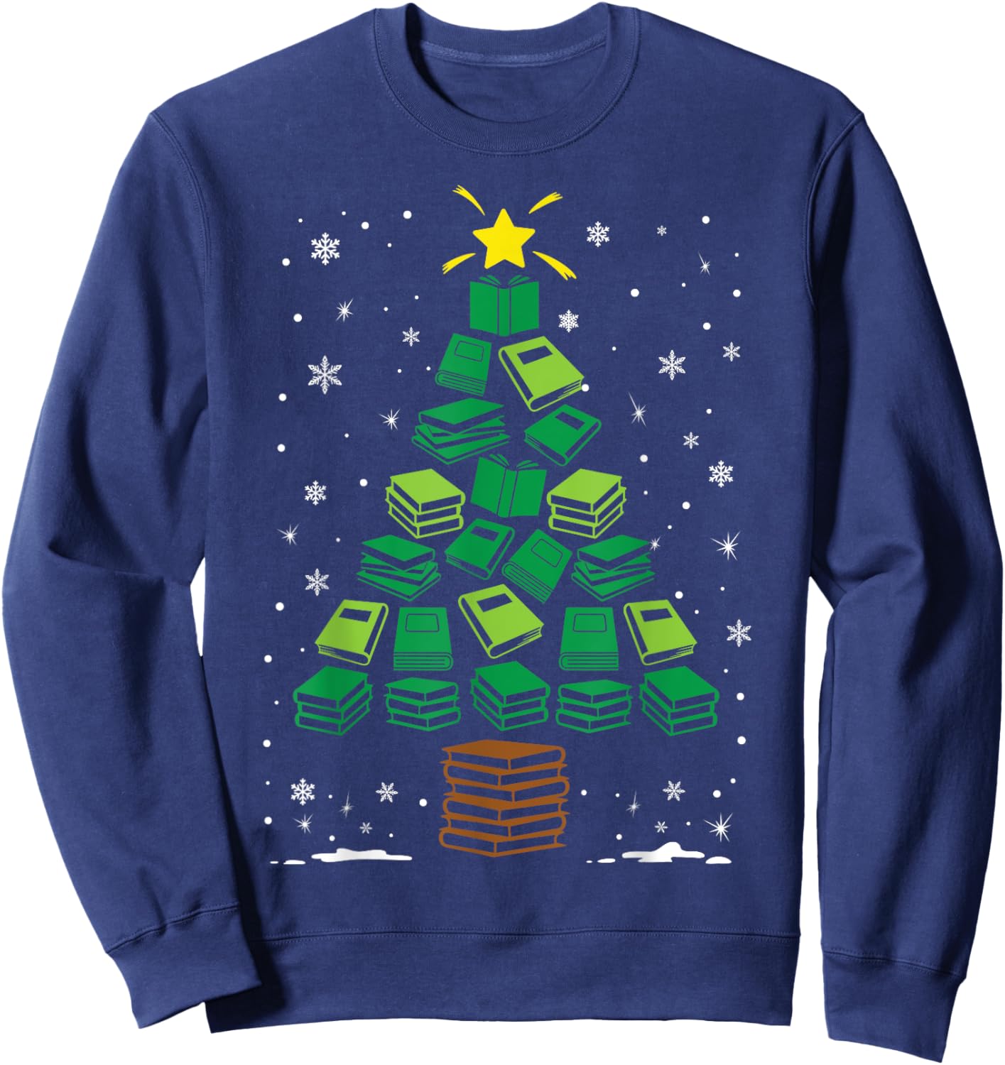 Book Worm Lovers Holiday Family Matching Christmas Tree Sweatshirt - Sweatshirt | Navy