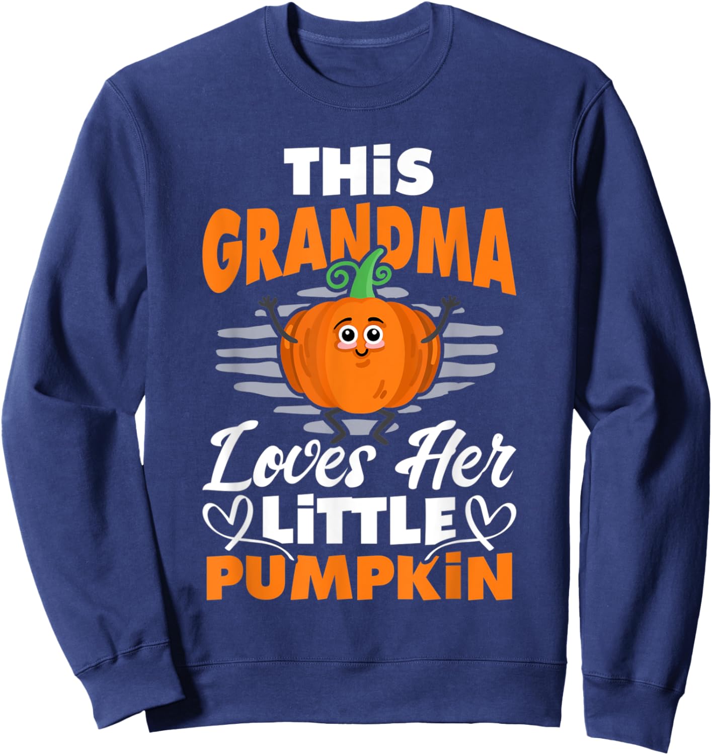 This Grandma Loves Her Little Pumpkin Halloween Grandmother Sweatshirt - Sweatshirt | Navy