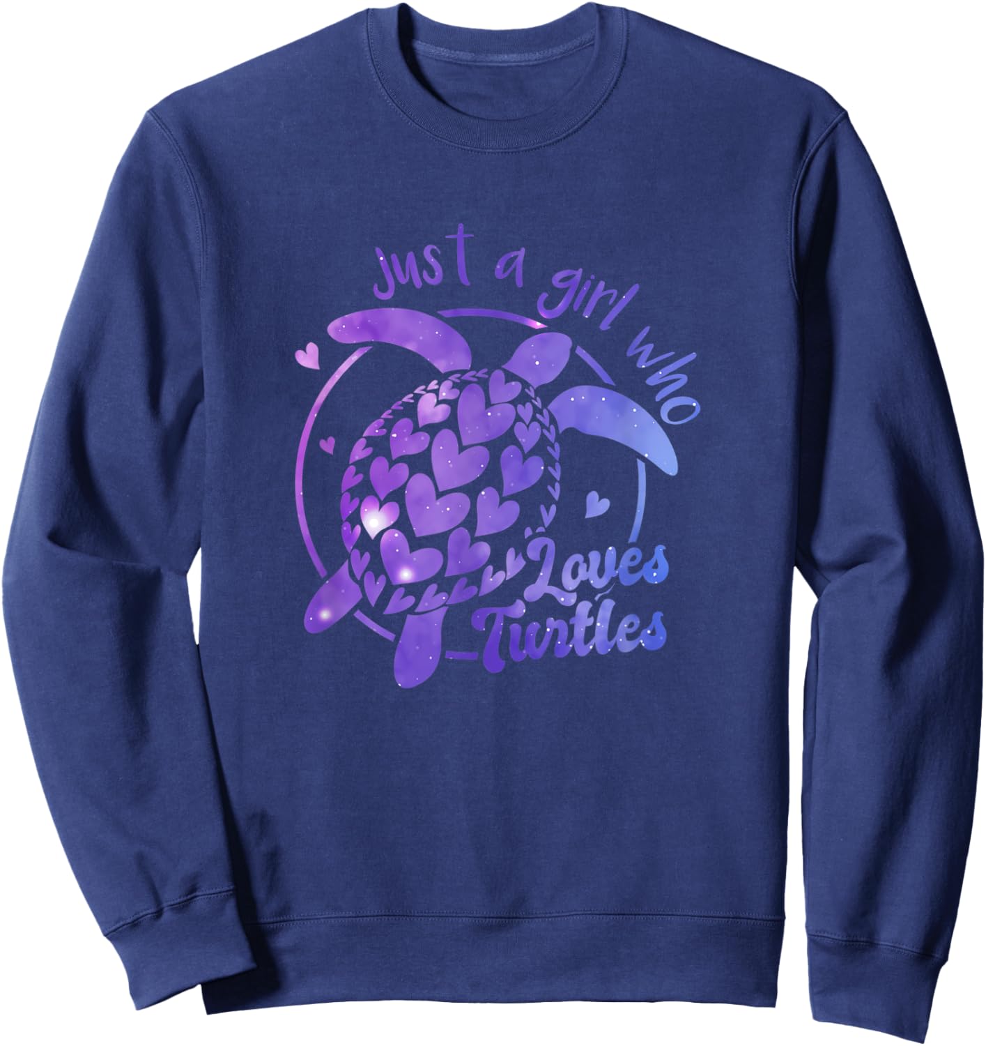 Cool Retro Just A Girl Who Loves Turtles Cute Sea Turtle Sweatshirt - Sweatshirt | Navy
