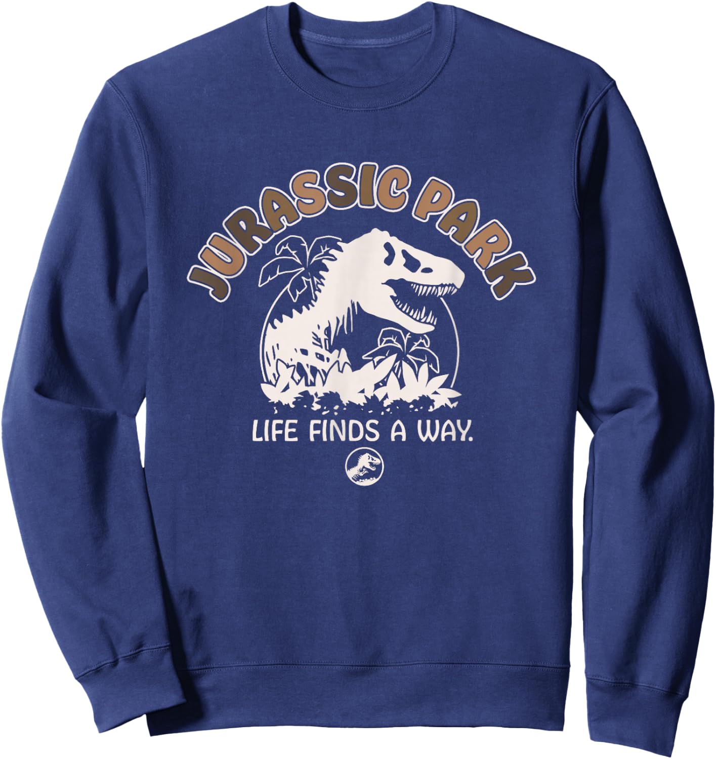 Jurassic Park Life Finds A Way T-Rex Logo Vintage Sweatshirt - Sweatshirt | Navy