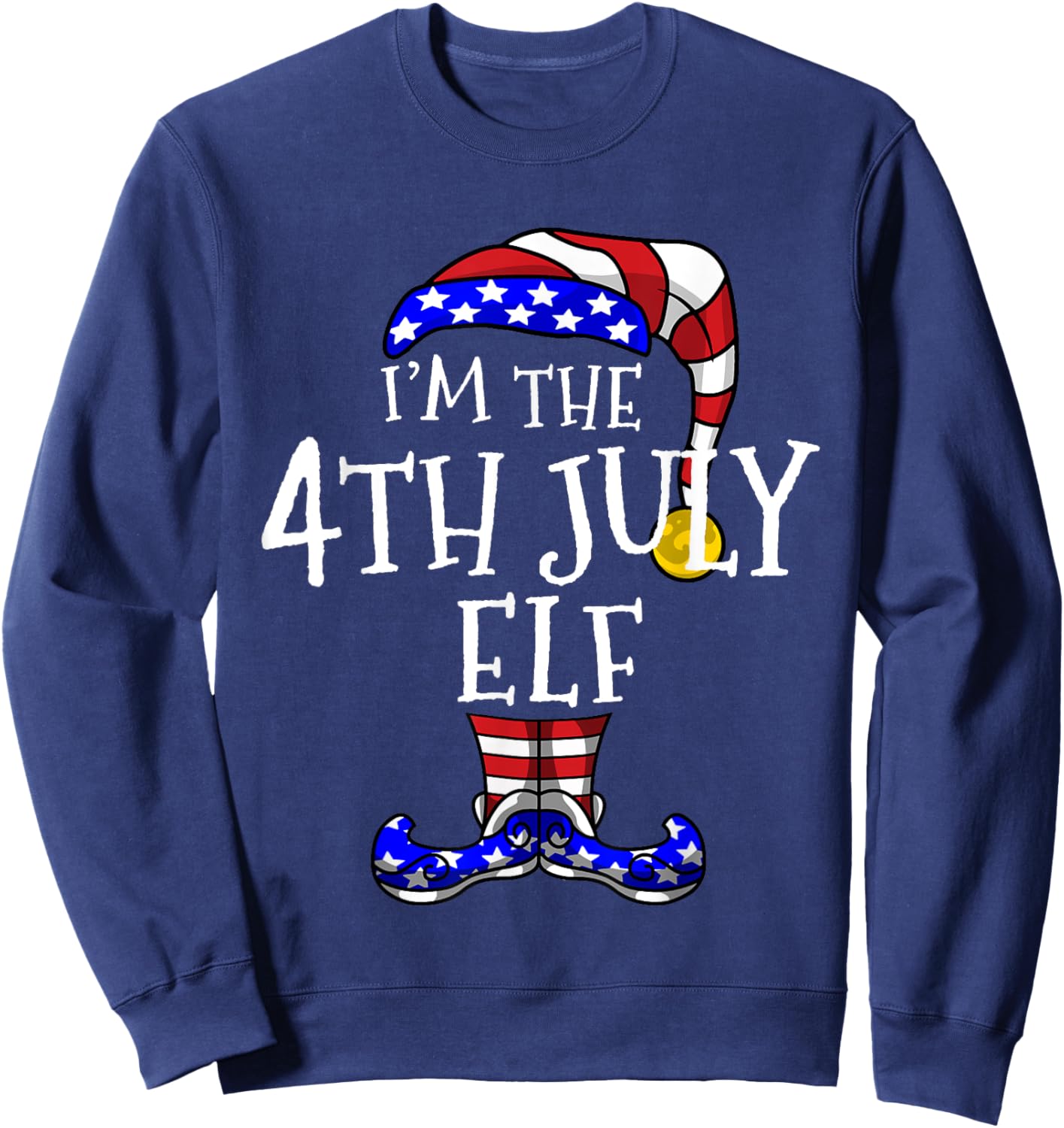 4th July Elf Patriotic Gnomes Christmas July Funny Cute Sweatshirt - Sweatshirt | Navy