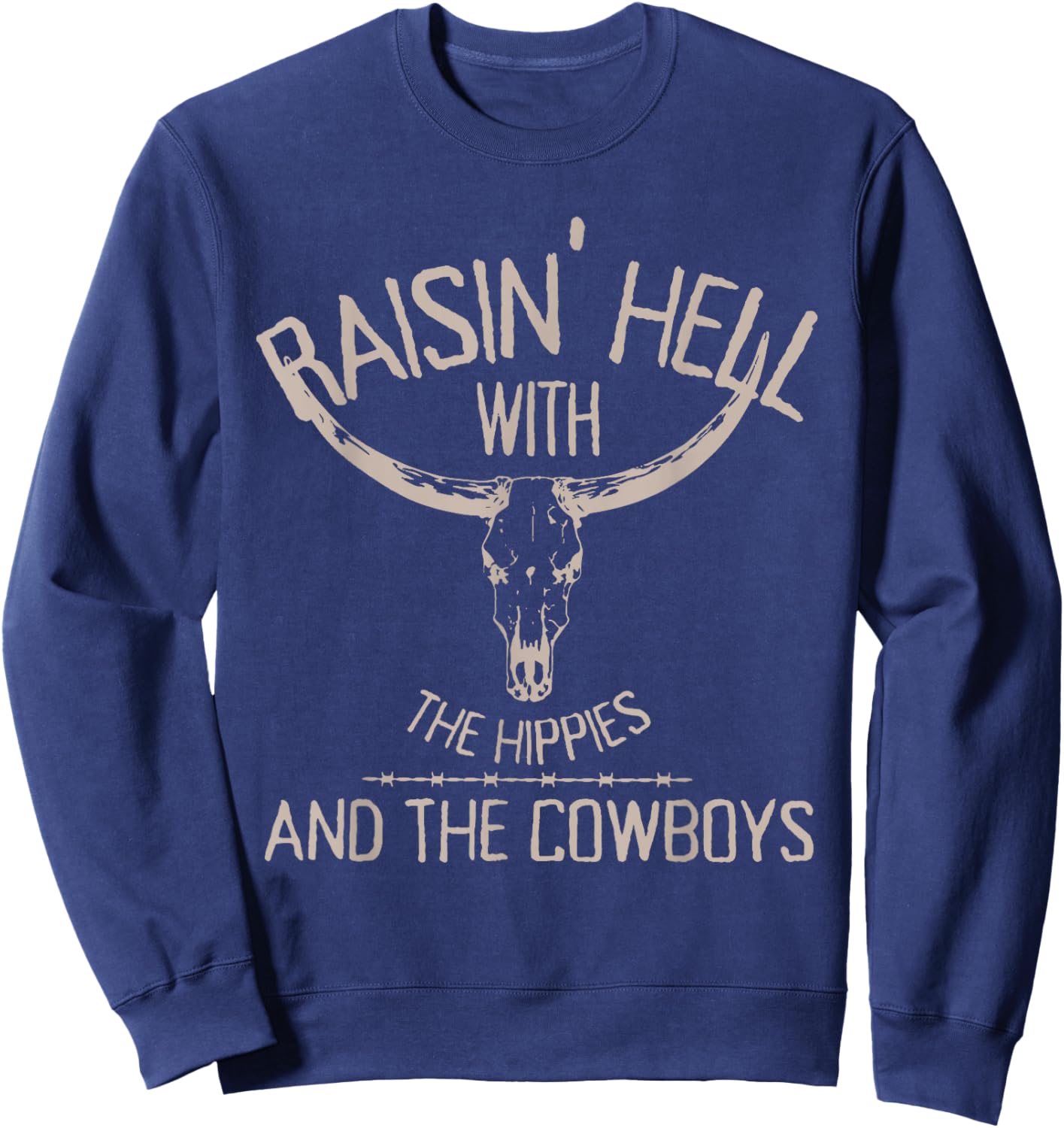 Hippies and Cowboys Western Cowhide Cowgirls Small Sweatshirt - Sweatshirt | Navy