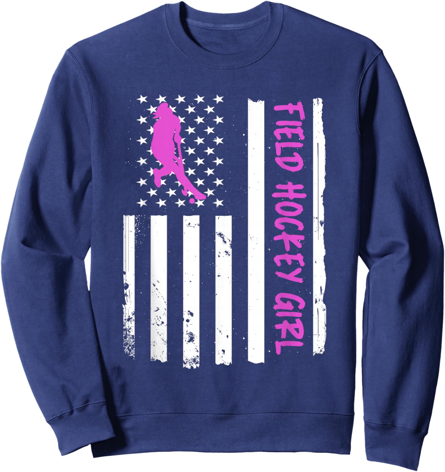 Field Hockey Girl USA Flag Sweatshirt - Sweatshirt | Navy