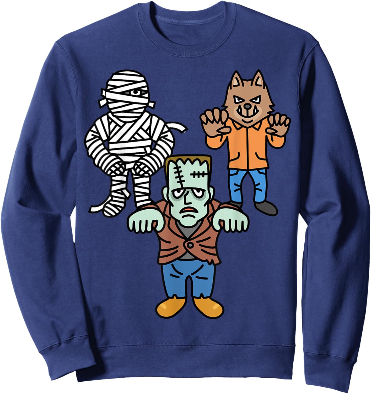 Horror Movie Monster Mummy Vintage Halloween Frankenstein Sweatshirt - Sweatshirt | Navy