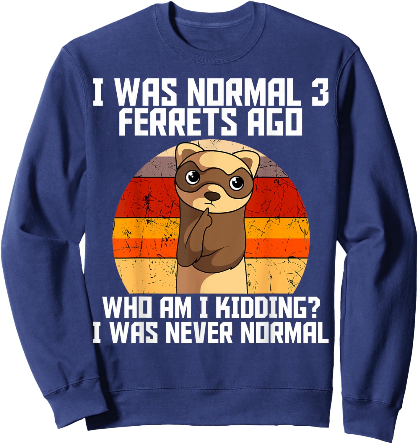 Ferret Retro Vintage Animal Lover Sweatshirt - Sweatshirt | Navy