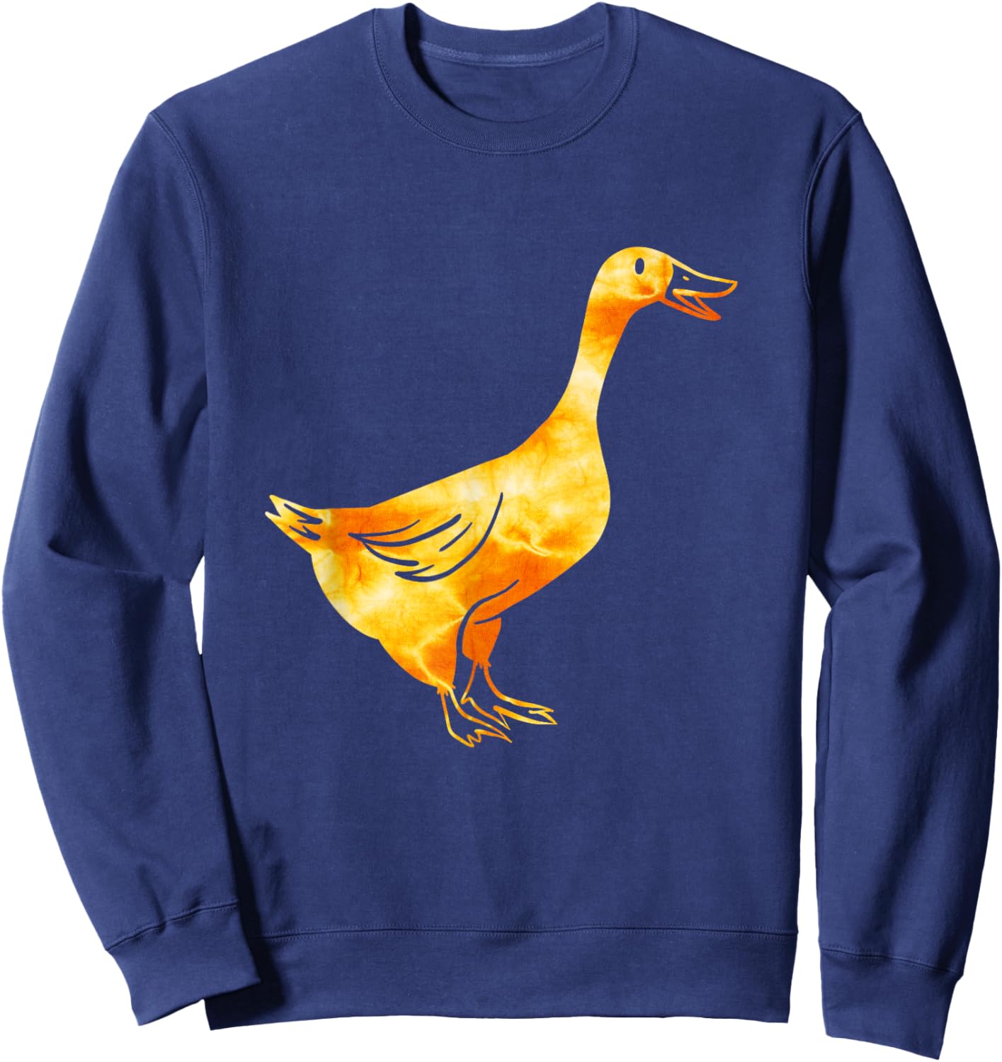 Tie-Dye Goose / Golden Orange Retro & Vintage Goose Design Sweatshirt - Sweatshirt | Navy
