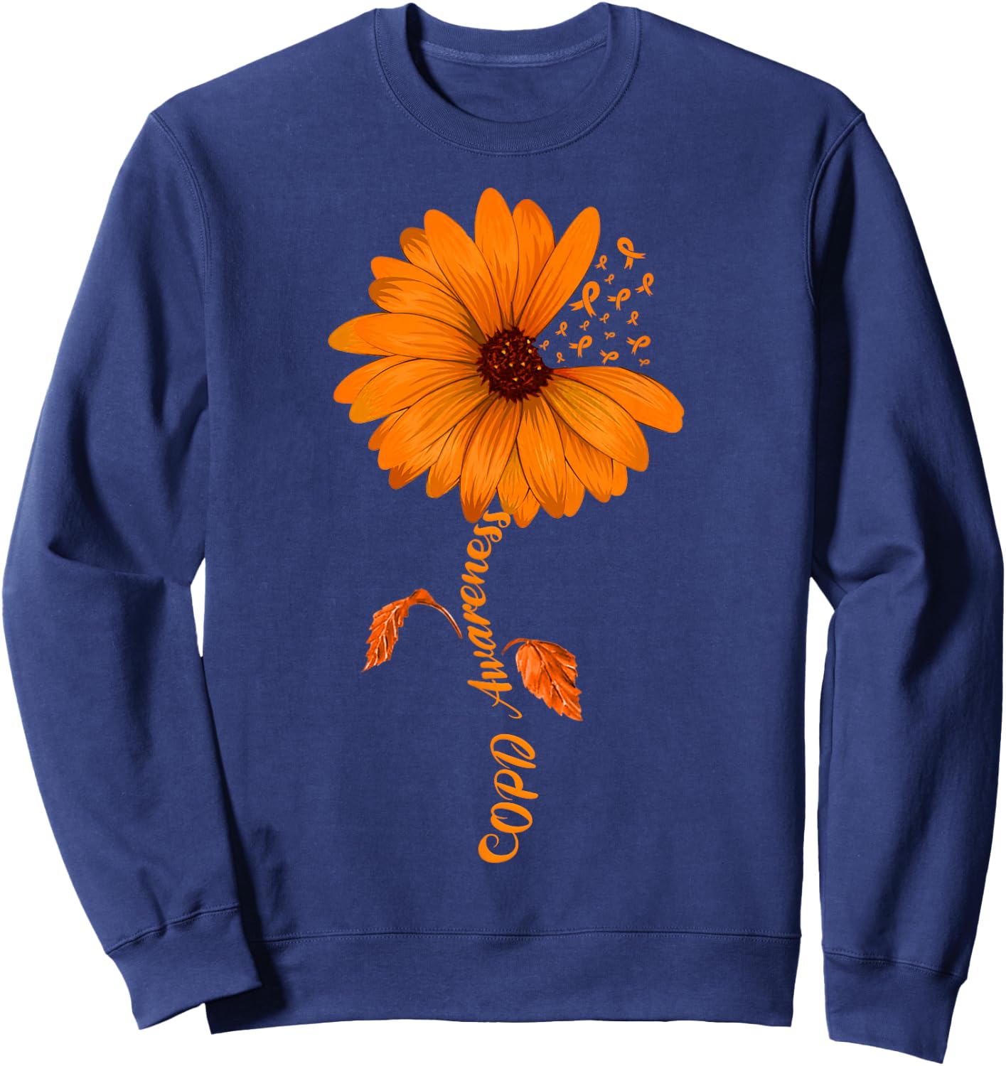 COPD Awareness Sunflower Orange Ribbon Sweatshirt - Sweatshirt | Navy