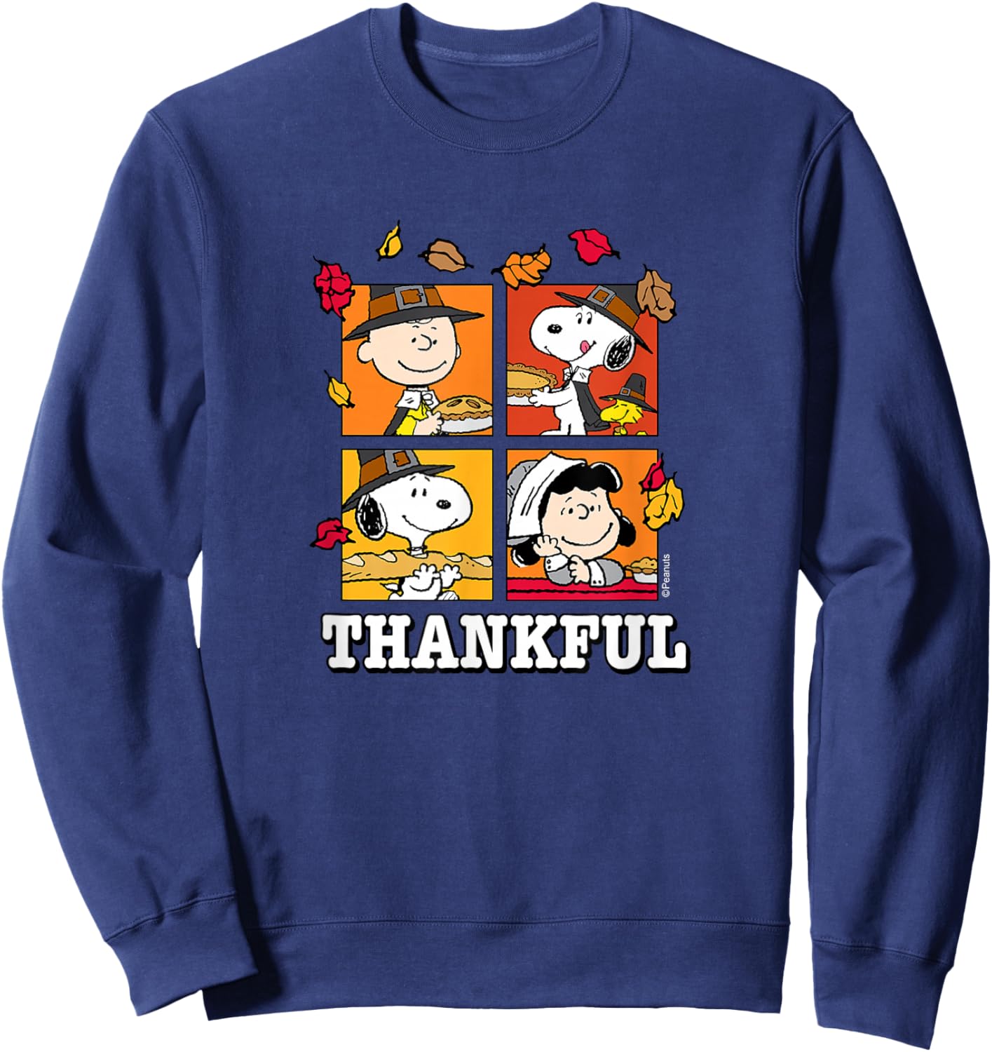 Peanuts - Snoopy Charlie Brown Lucy Thankful Sweatshirt - Sweatshirt | Navy