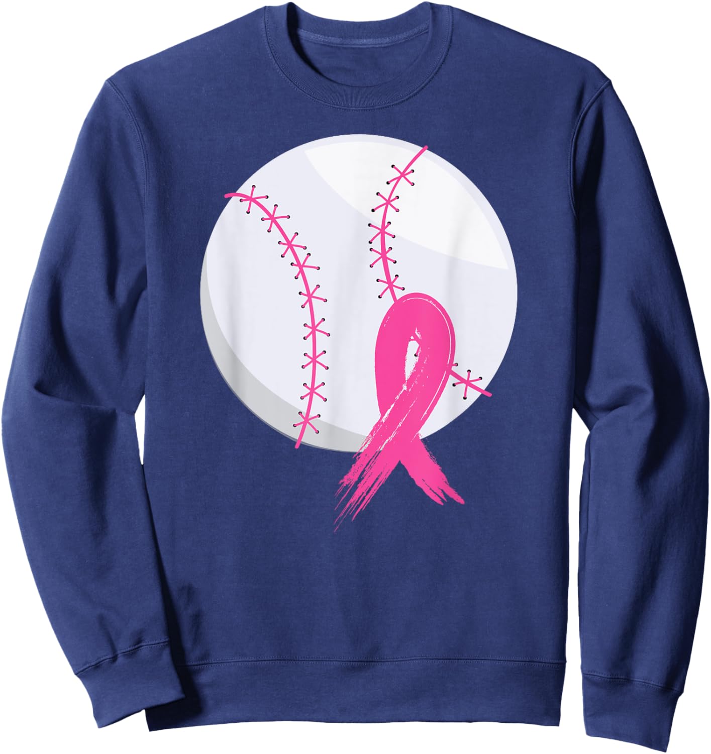 Breast Cancer Pink Ribbon Baseball Awareness Costume Sweatshirt - Sweatshirt | Navy