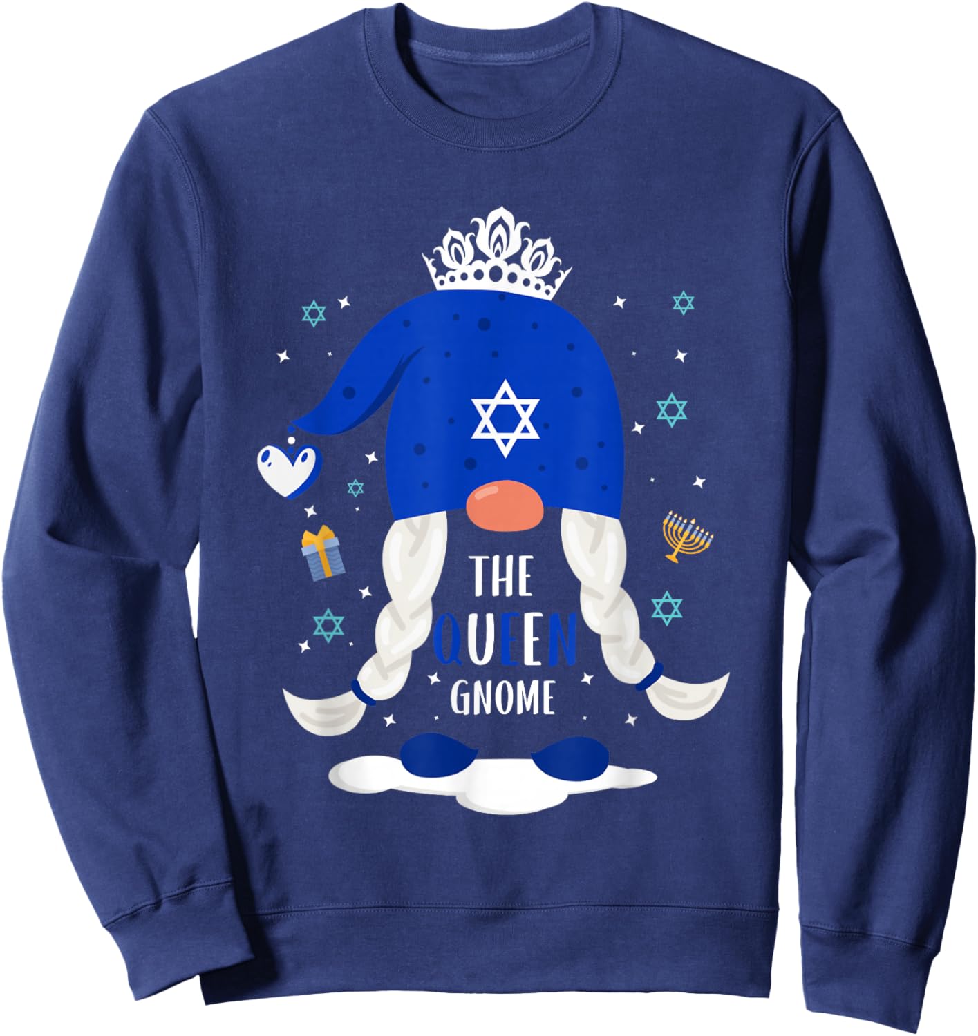 Hanukkah or jewish holiday or The Queen Gnome Sweatshirt - Sweatshirt | Navy