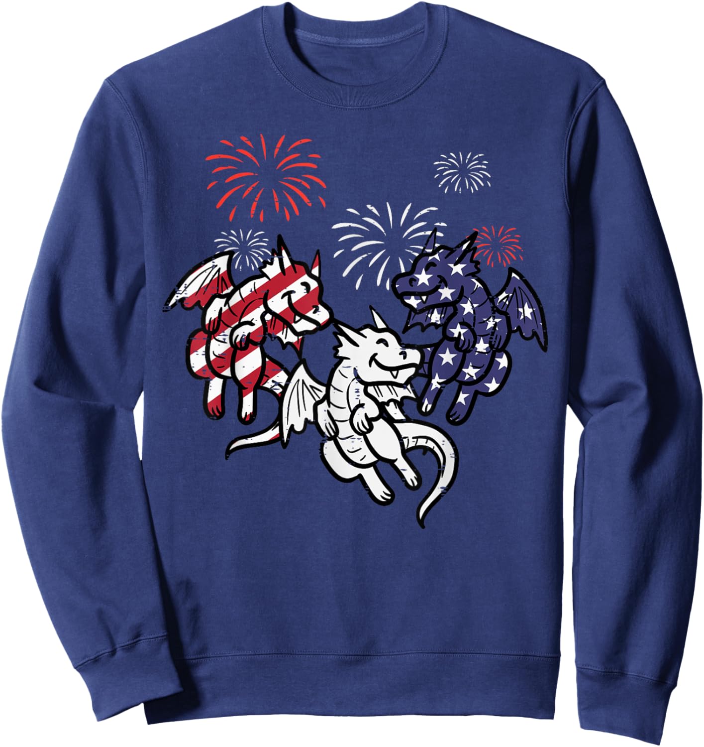 3 Dragons Fireworks Fourth July 4th Patriot Men Women Kids Sweatshirt - Sweatshirt | Navy