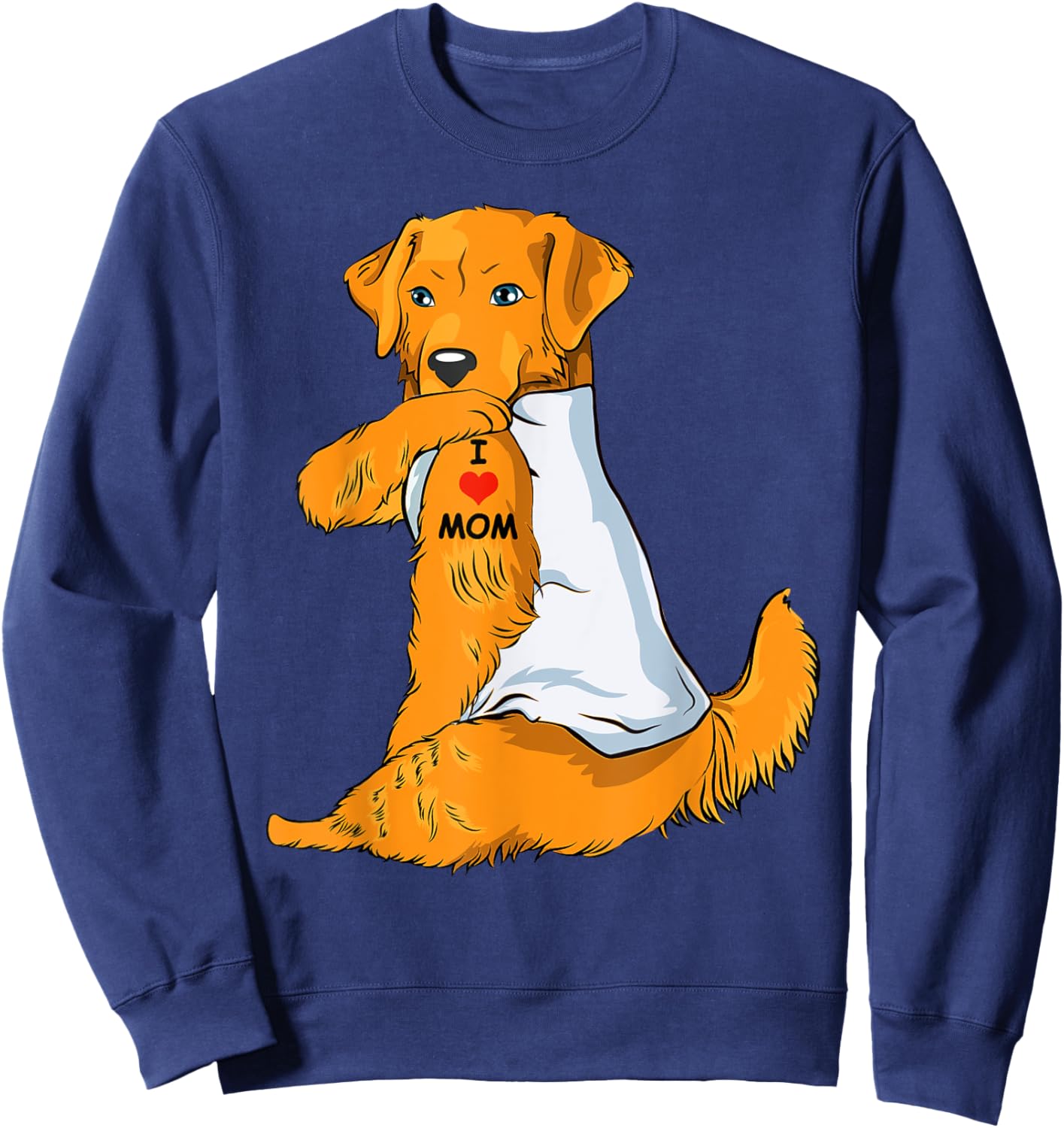 I Love Mom Tattoo Golden Retriever Mom Dog Lover Women Sweatshirt - Sweatshirt | Navy