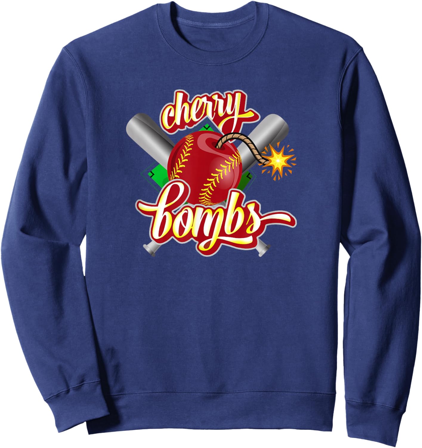 Cherry Bombs Logo Womans Softball Team Matching For Girls Sweatshirt - Sweatshirt | Navy