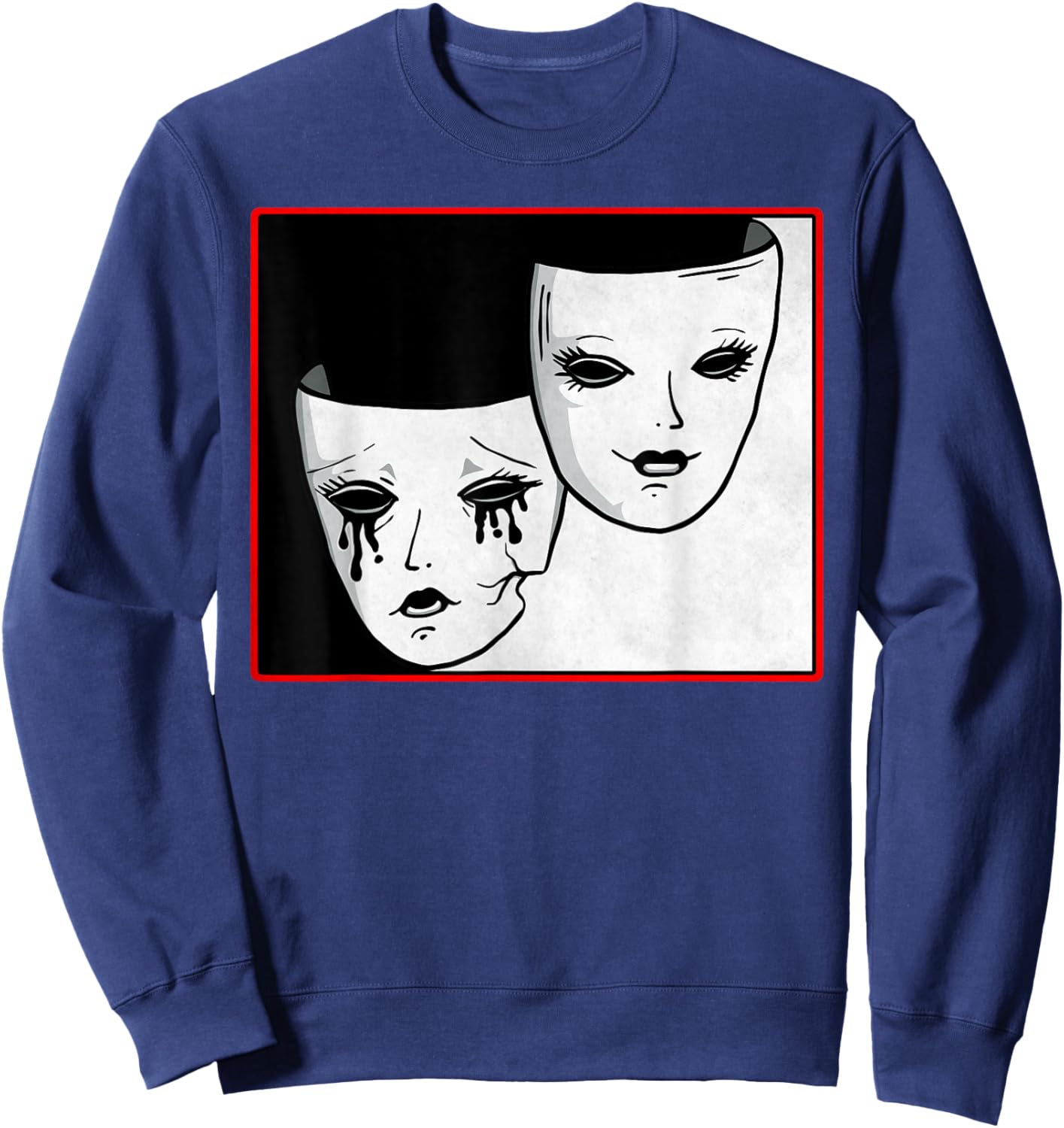 Theater Mask Soft Grunge Darma Comedy And Tragedy Goth Sweatshirt - Sweatshirt | Navy