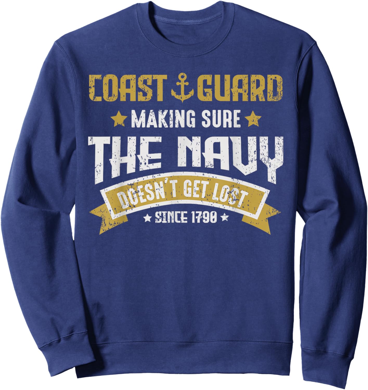 Coast Guard Veteran USCG Patriotic Vintage Veterans Day Sweatshirt - Sweatshirt | Navy