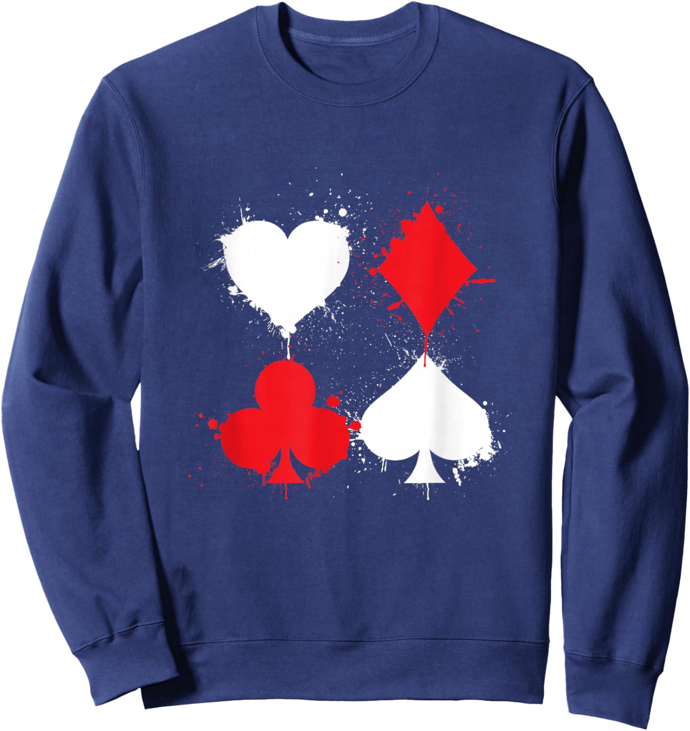 Playing Cards Poker Heart Spade Diamond Club Sweatshirt - Sweatshirt | Navy