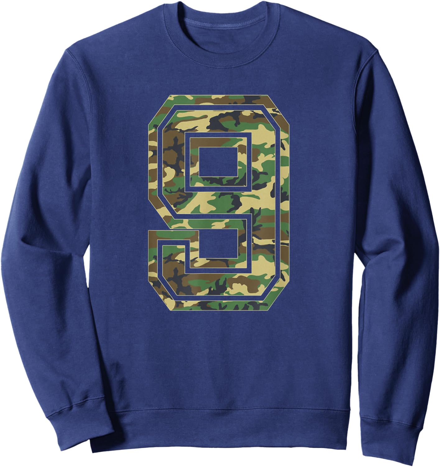 Team Jersey Number 9 Camo Camouflage Sweatshirt - Sweatshirt | Navy