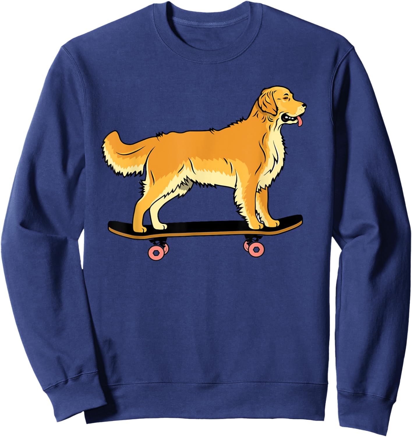 Skateboard Golden Retriever Funny Skater Dog Skateboarding Women Kids Sweatshirt - Sweatshirt | Navy