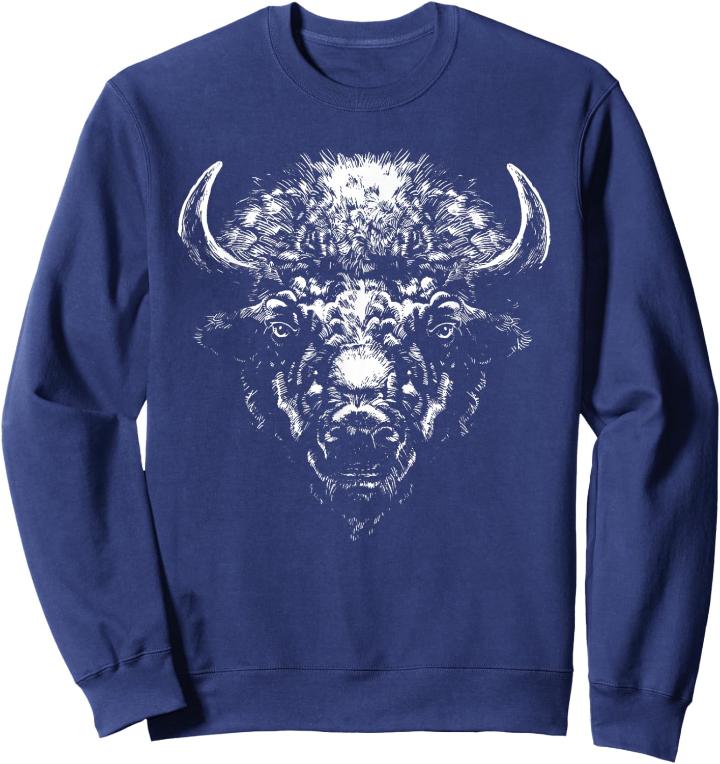 Retro Buffalo Silhouette Bison Wild Animal Sweatshirt - Sweatshirt | Navy