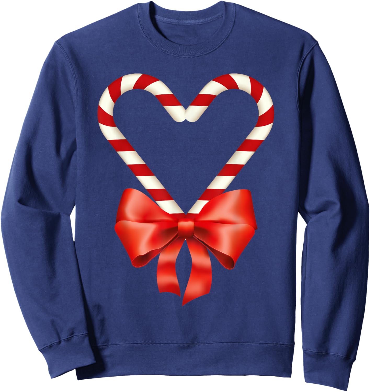 Christmas Candy Cane Heart for Children Men Women Sweatshirt - Sweatshirt | Navy
