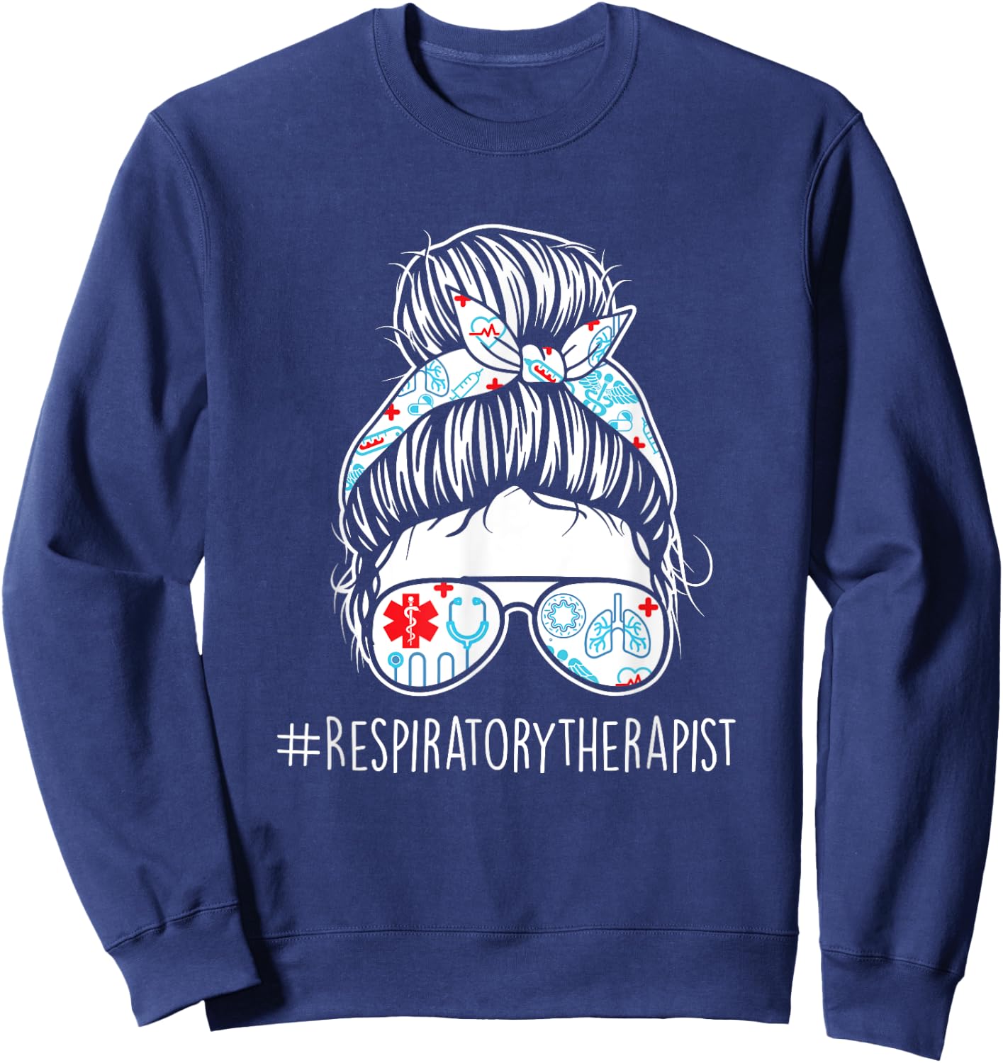 Respiratory Therapist - Woman Medical Worker Lung Therapy Sweatshirt - Sweatshirt | Navy