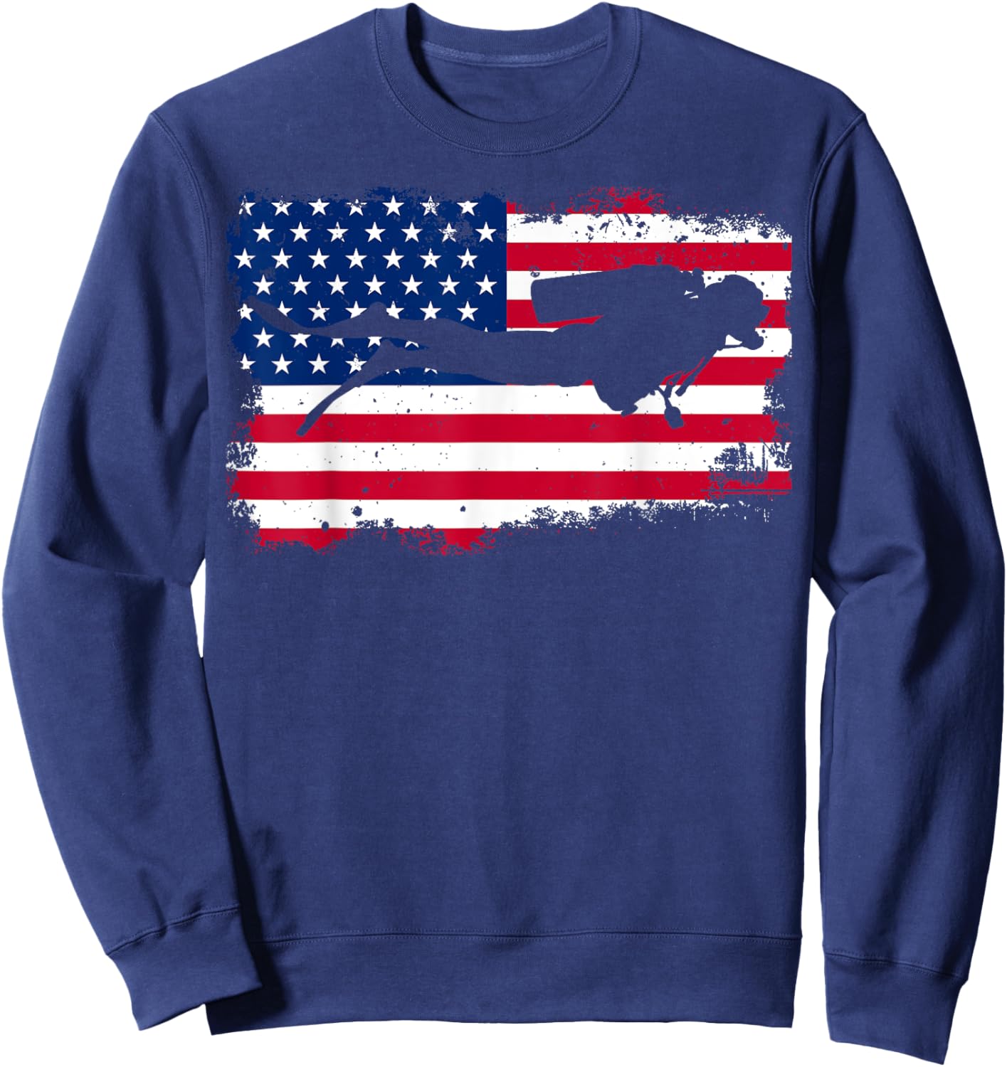 USA Scuba Diving USA Flag scuba diver Women Men Sweatshirt - Sweatshirt | Navy