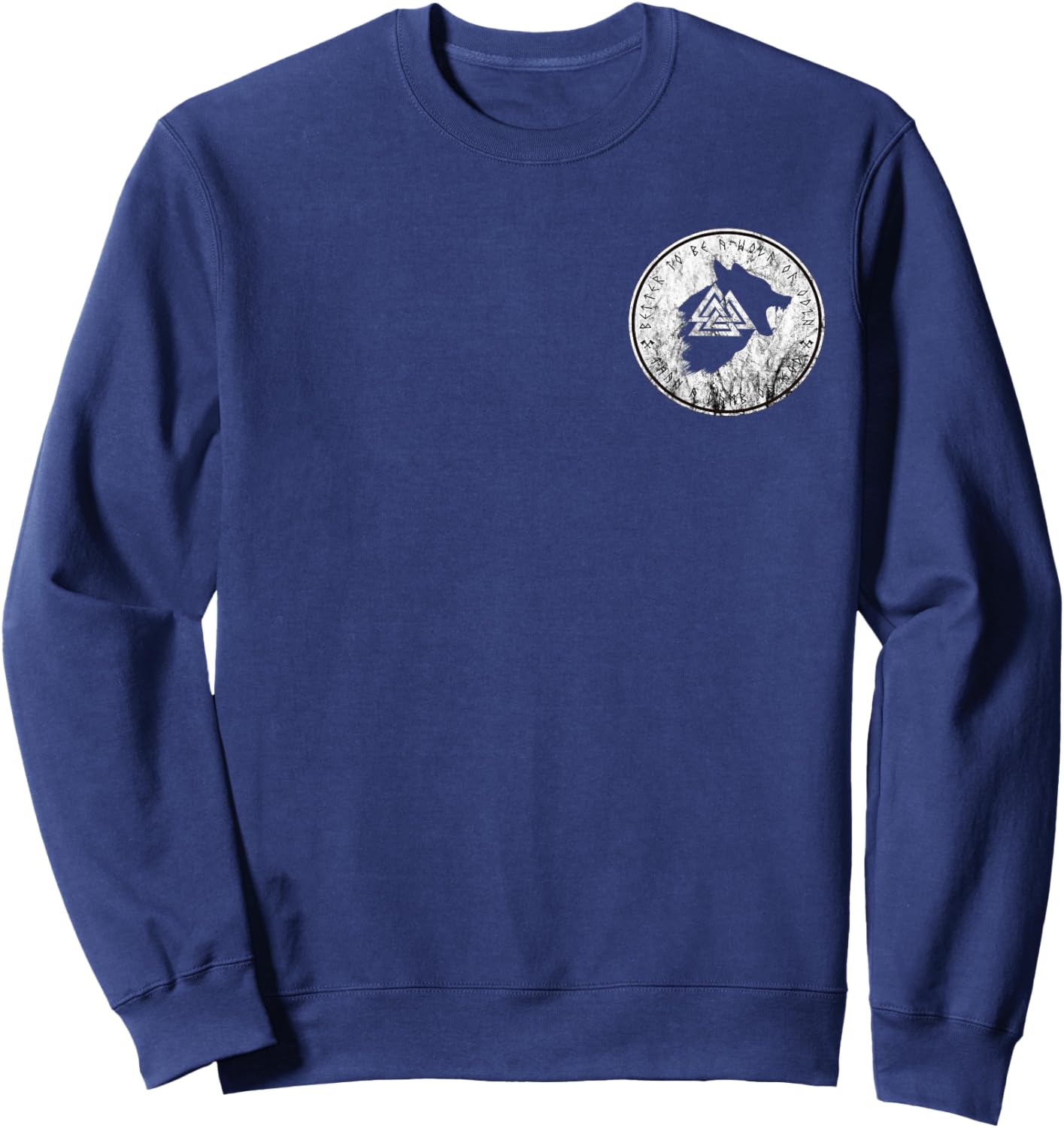 Viking Rune Compass Vegvisir Symbol Valhalla Fenrir Wolf Sweatshirt - Sweatshirt | Navy