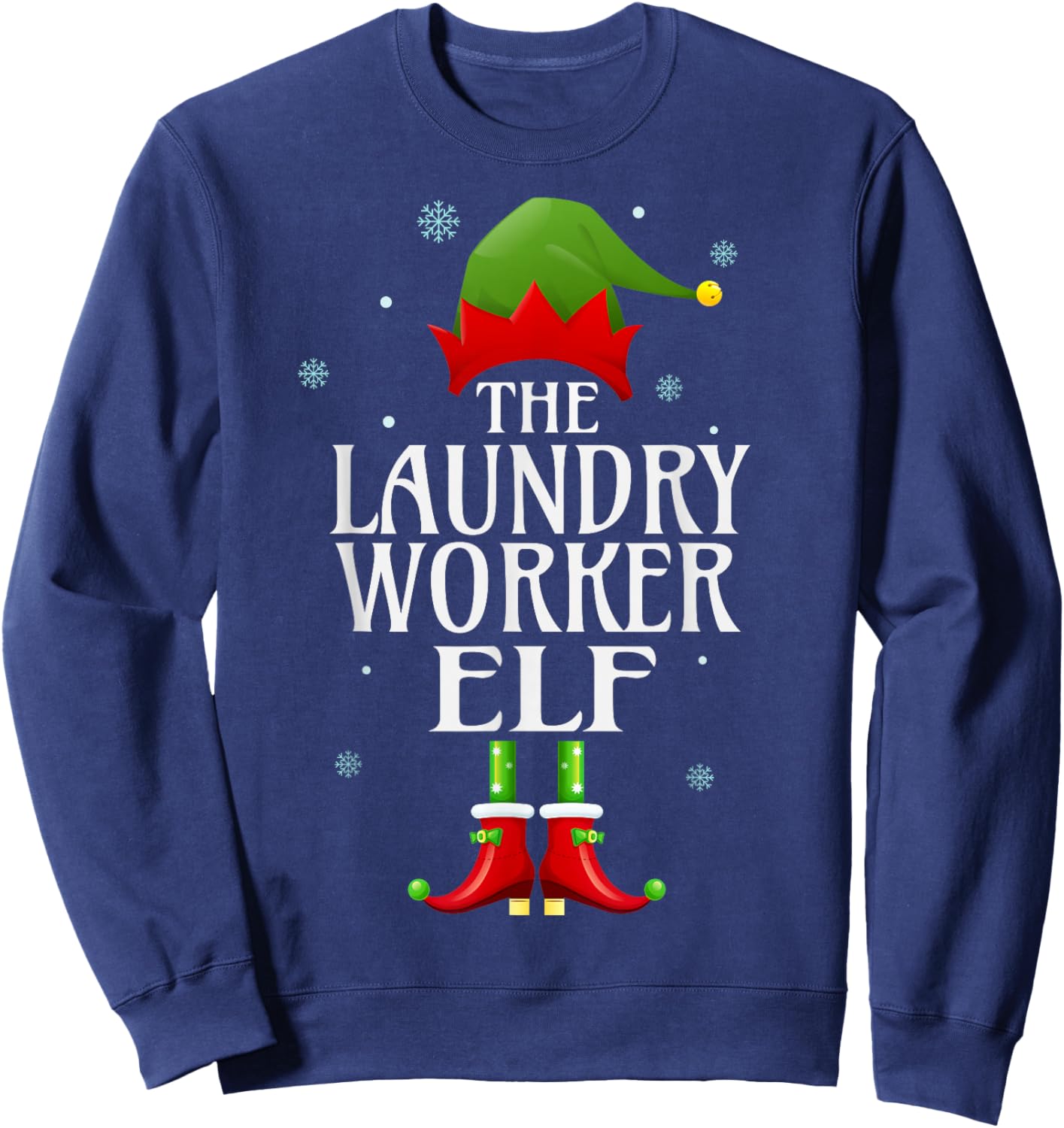 Laundry Worker Elf Xmas Funny Family Matching Christmas Sweatshirt - Sweatshirt | Navy