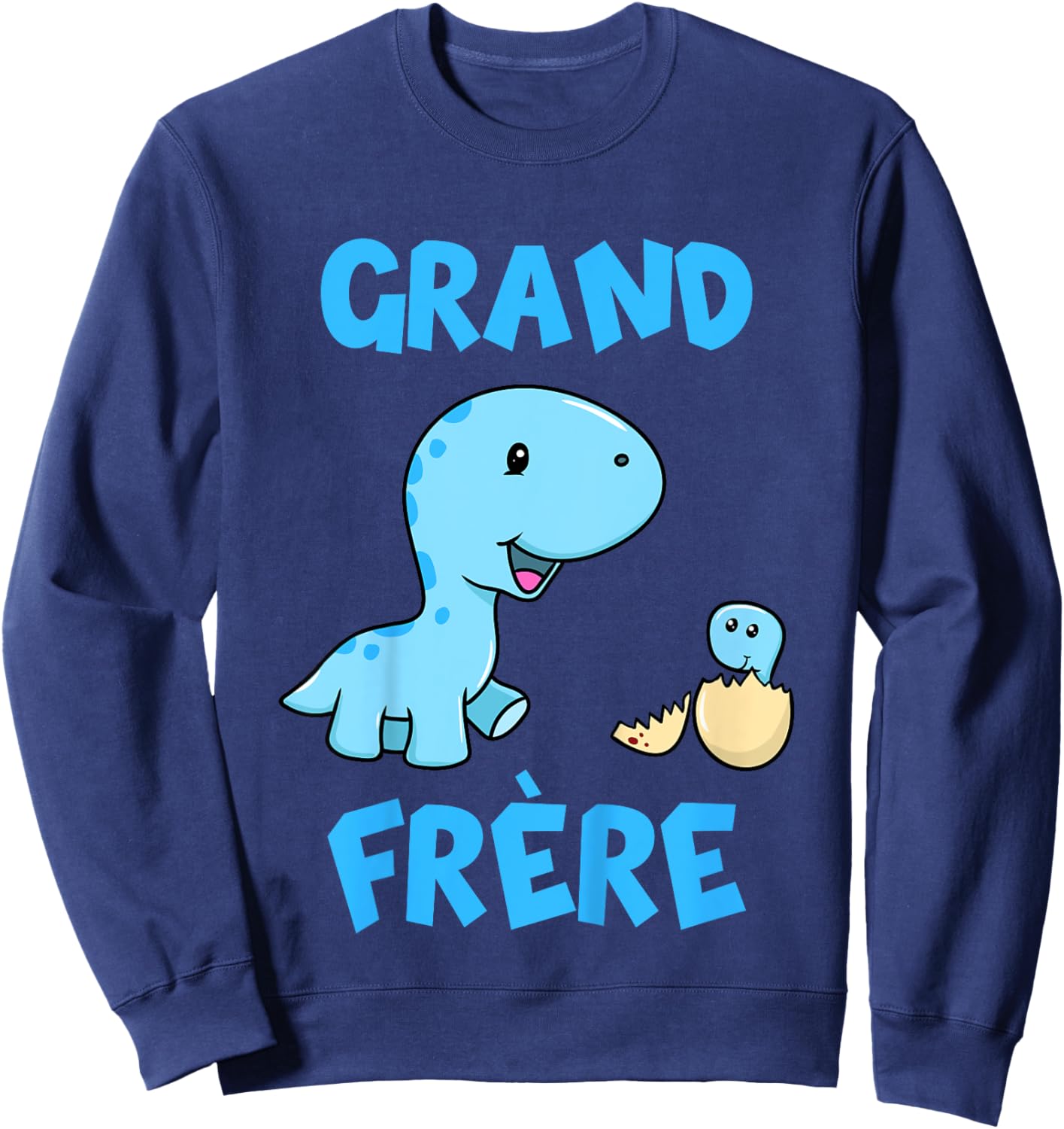 French Grand Frere Pregnancy Announcement Dinosaur Sweatshirt - Sweatshirt | Navy